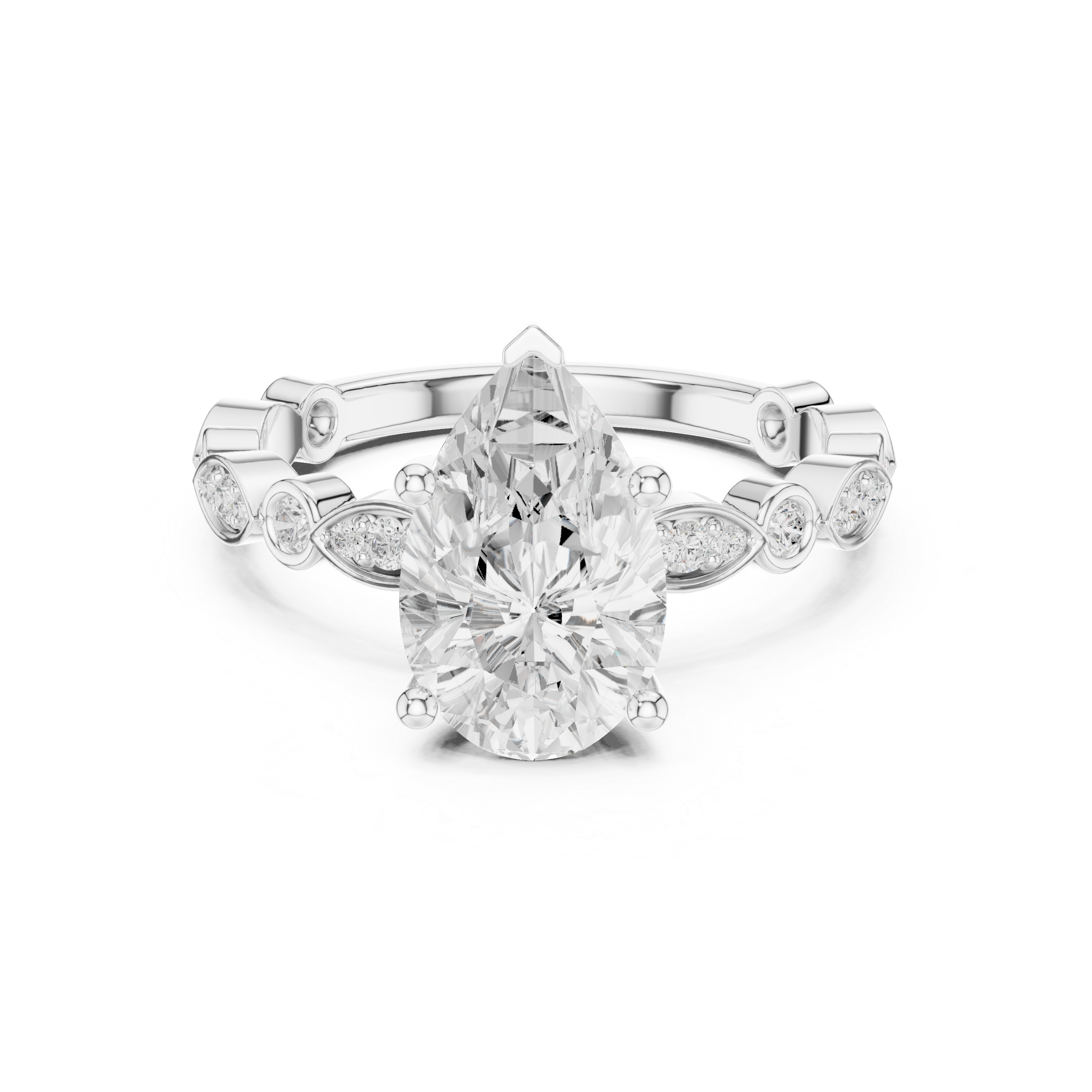 2.2 Carat Elegant Pear Cut Moissanite Ring