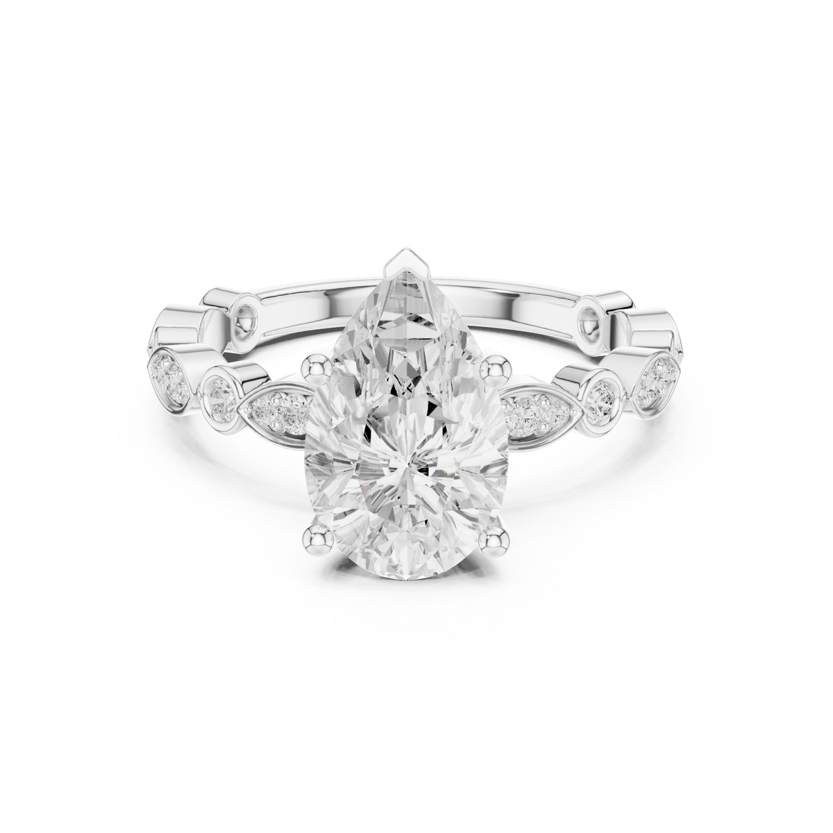 2.2 Carat Elegant Pear Cut Moissanite Ring