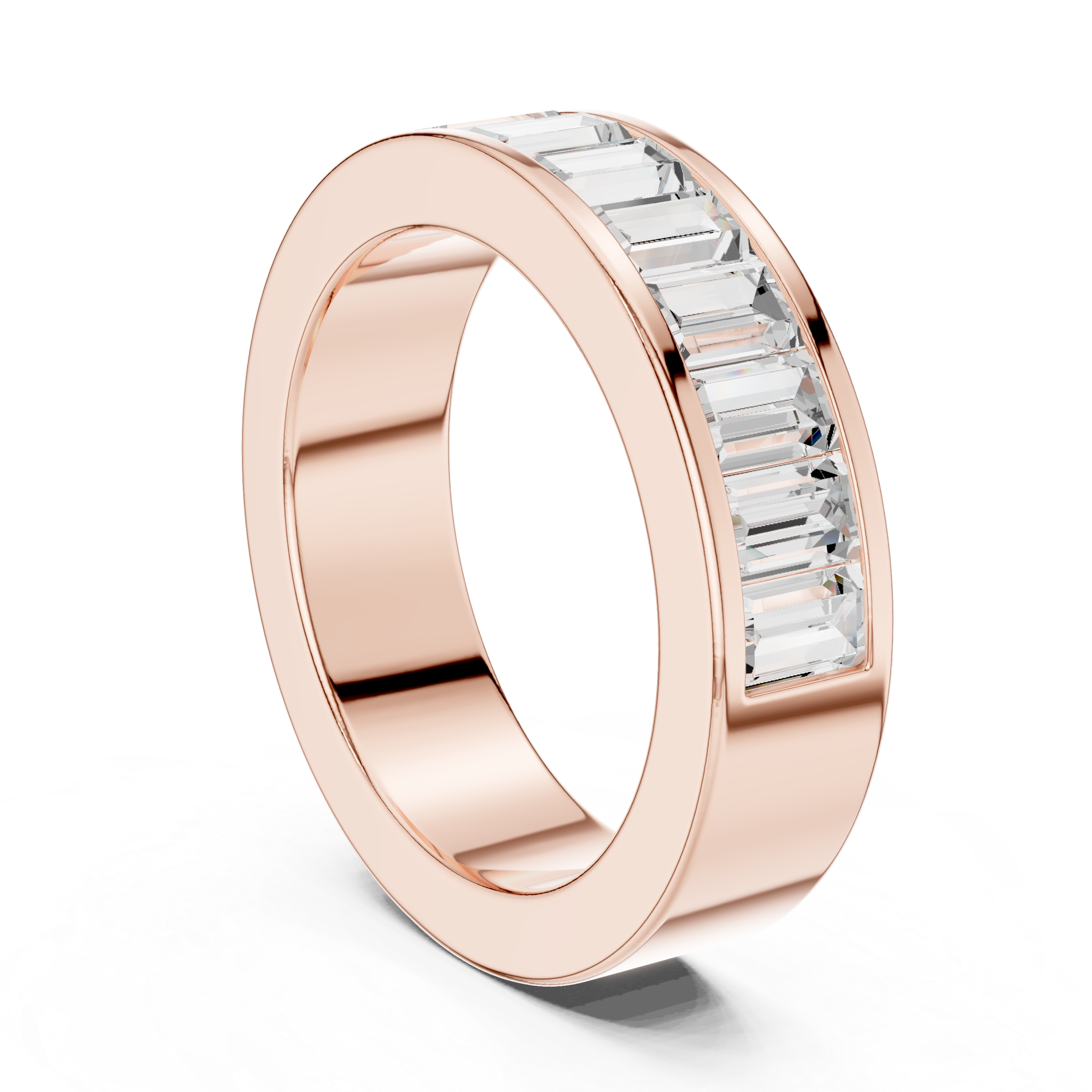2.2 carat - 5.6 mm Luxury Emerald cut Moissanite Band
