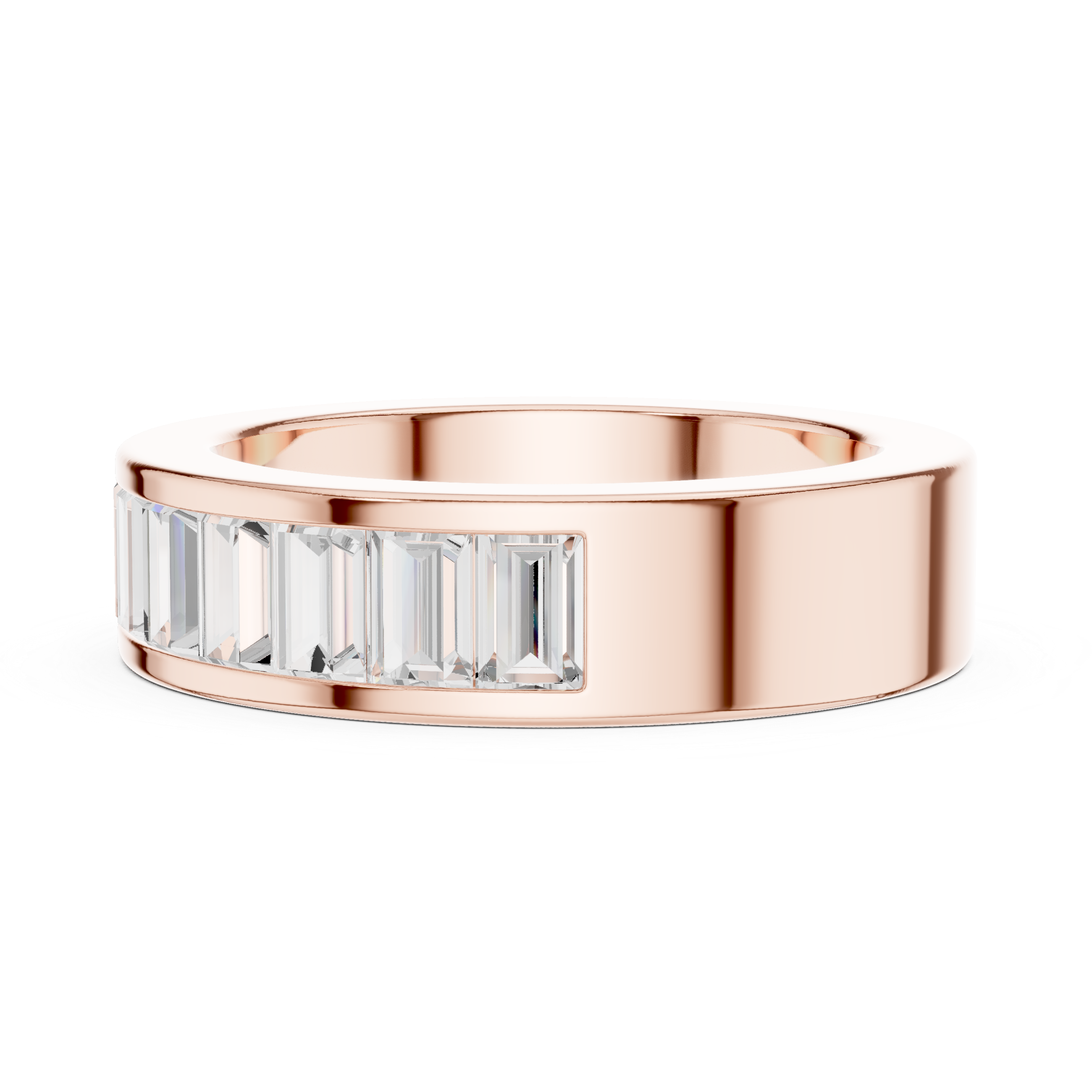 2.2 carat - 5.6 mm Luxury Emerald cut Moissanite Band