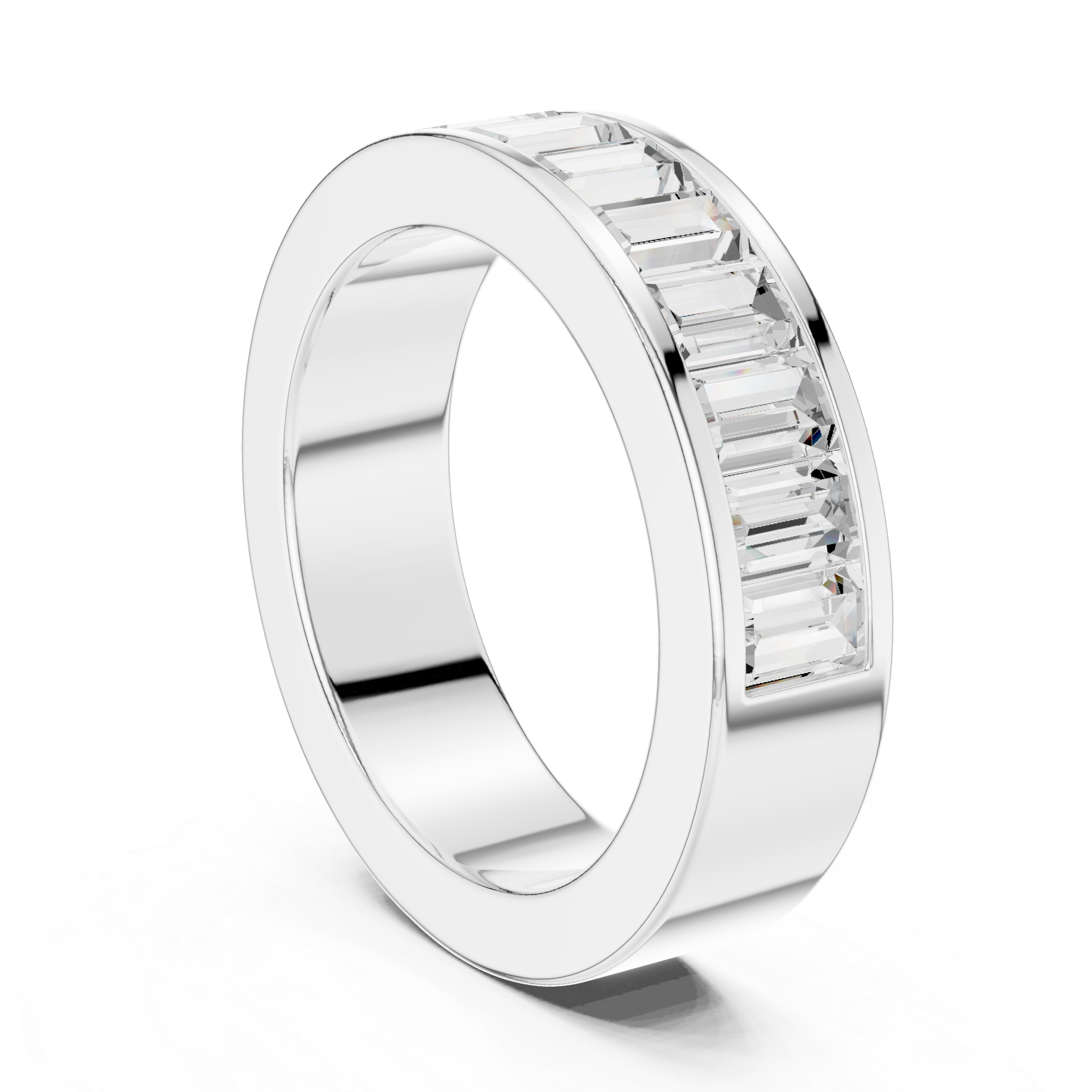 2.2 carat - 5.6 mm Luxury Emerald cut Moissanite Band