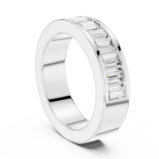2.2 carat - 5.6 mm Luxury Emerald cut Moissanite Band
