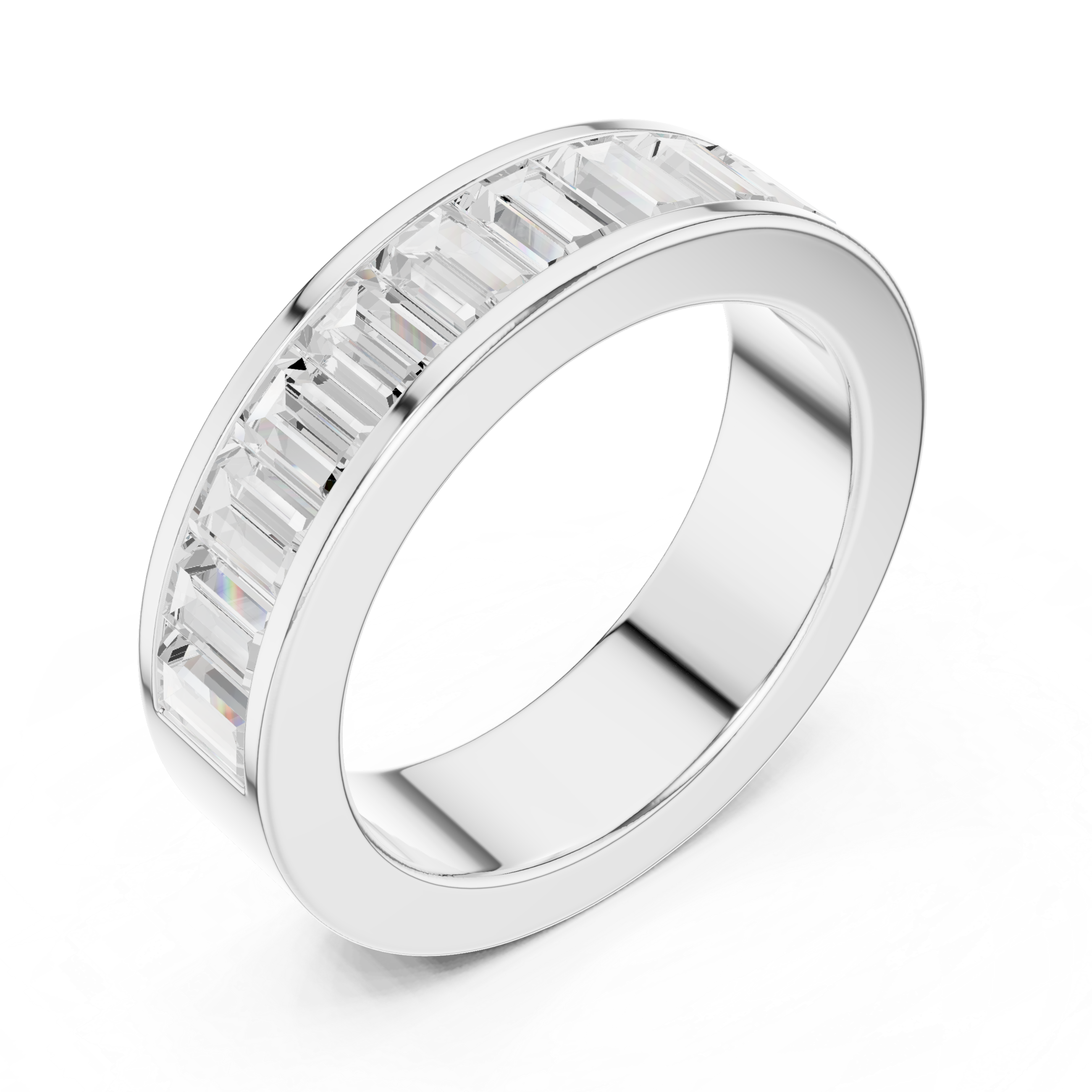 2.2 carat - 5.6 mm Luxury Emerald cut Moissanite Band