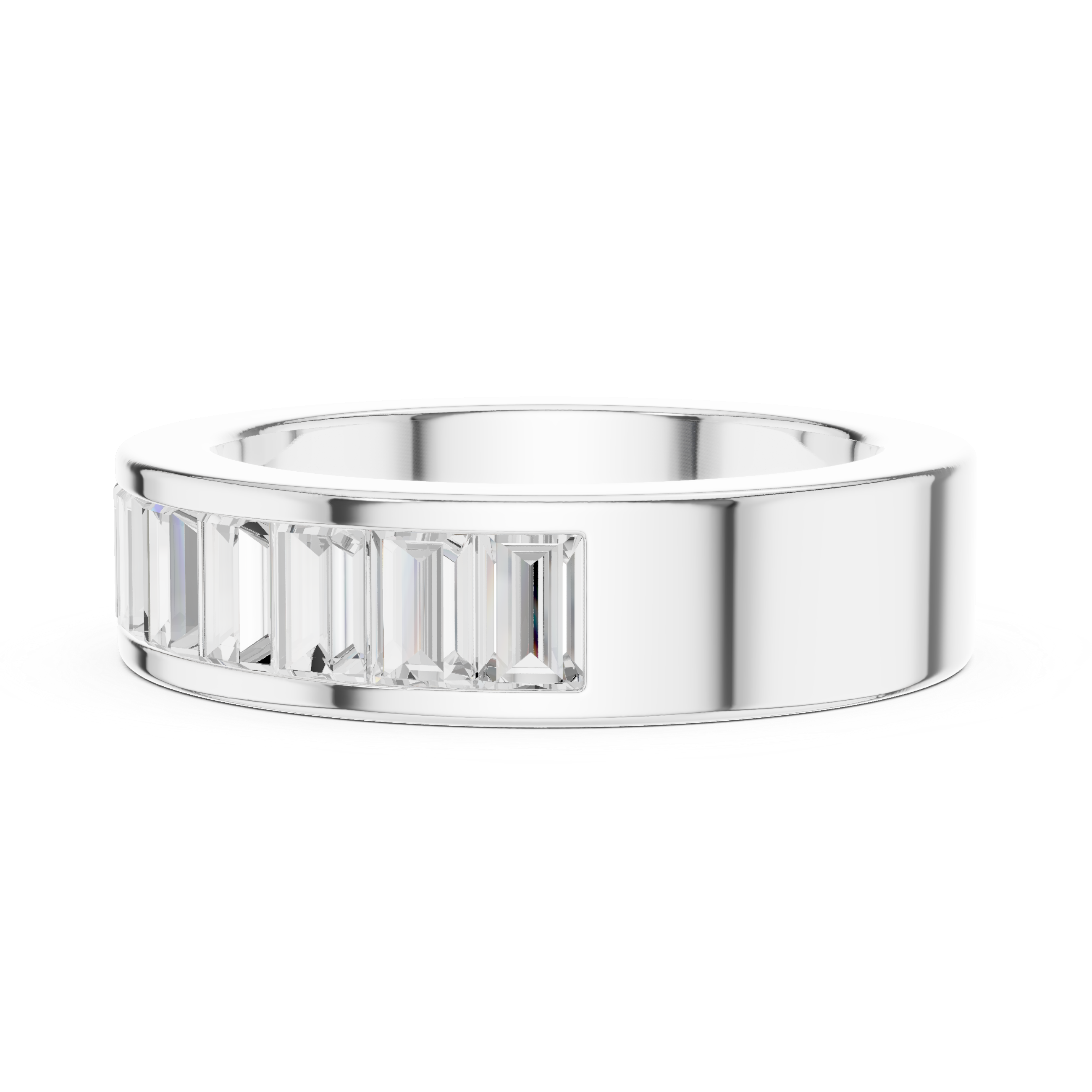 2.2 carat - 5.6 mm Luxury Emerald cut Moissanite Band
