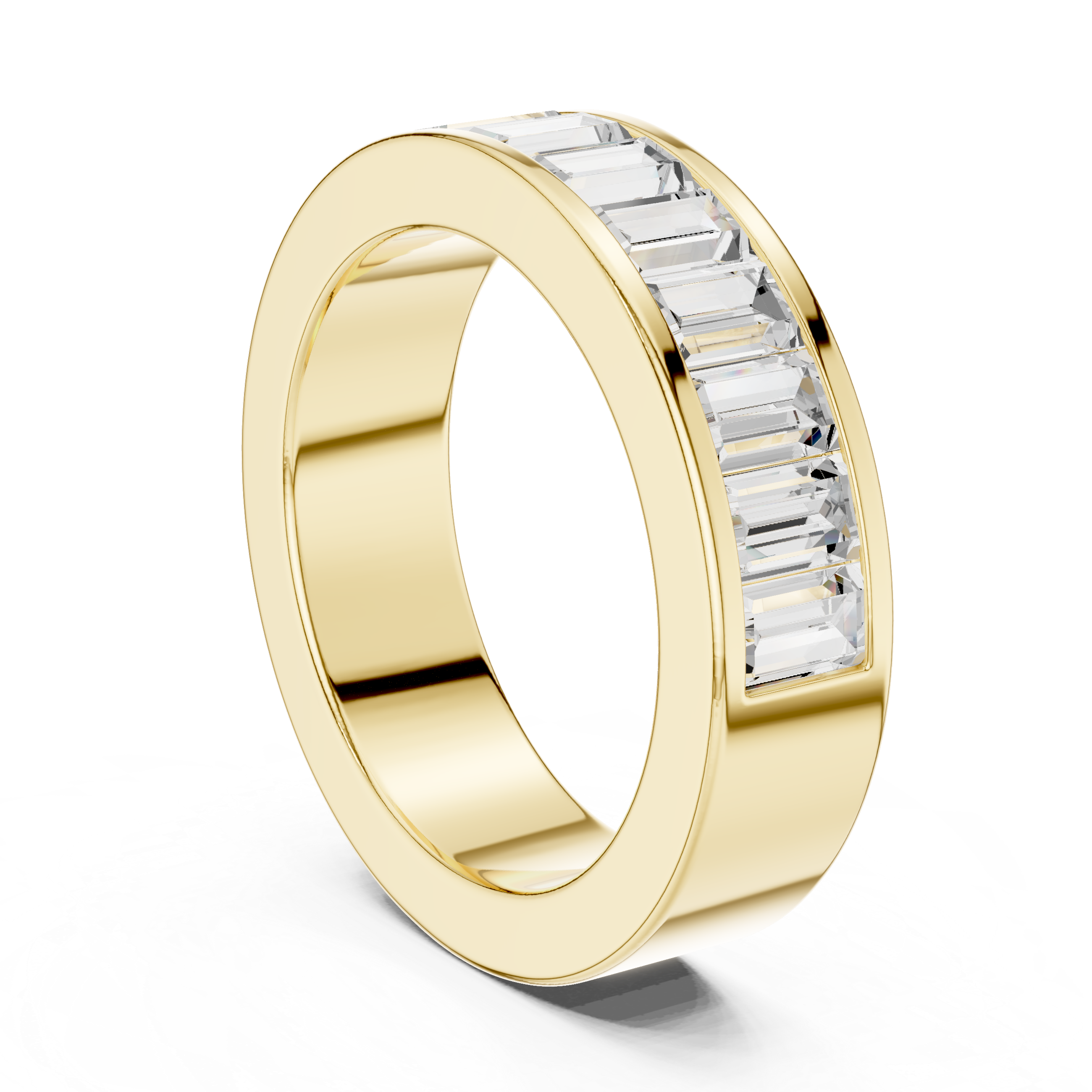 2.2 carat - 5.6 mm Luxury Emerald cut Moissanite Band