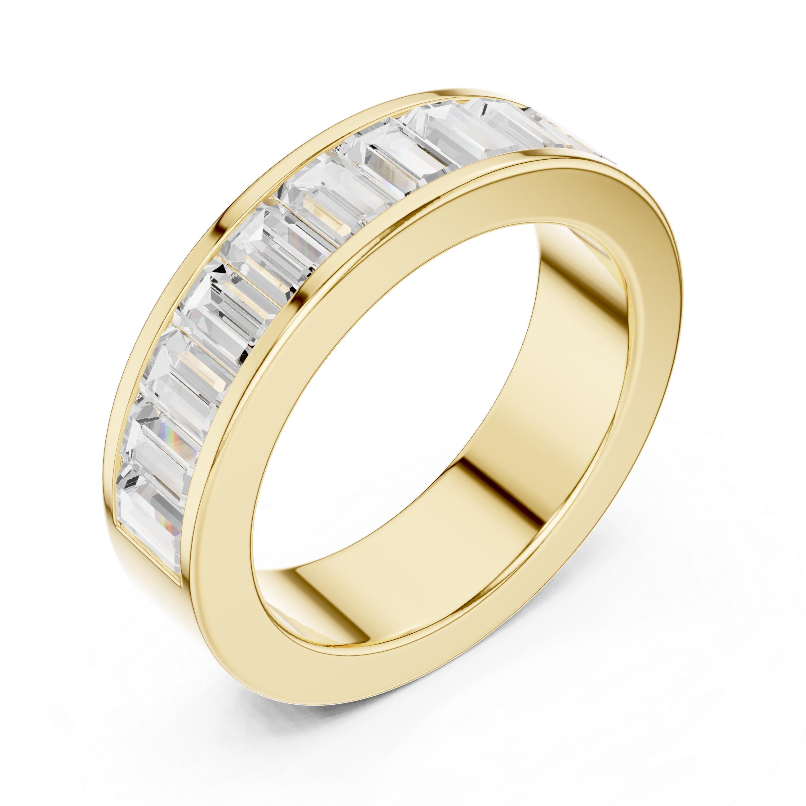 2.2 carat - 5.6 mm Luxury Emerald cut Moissanite Band