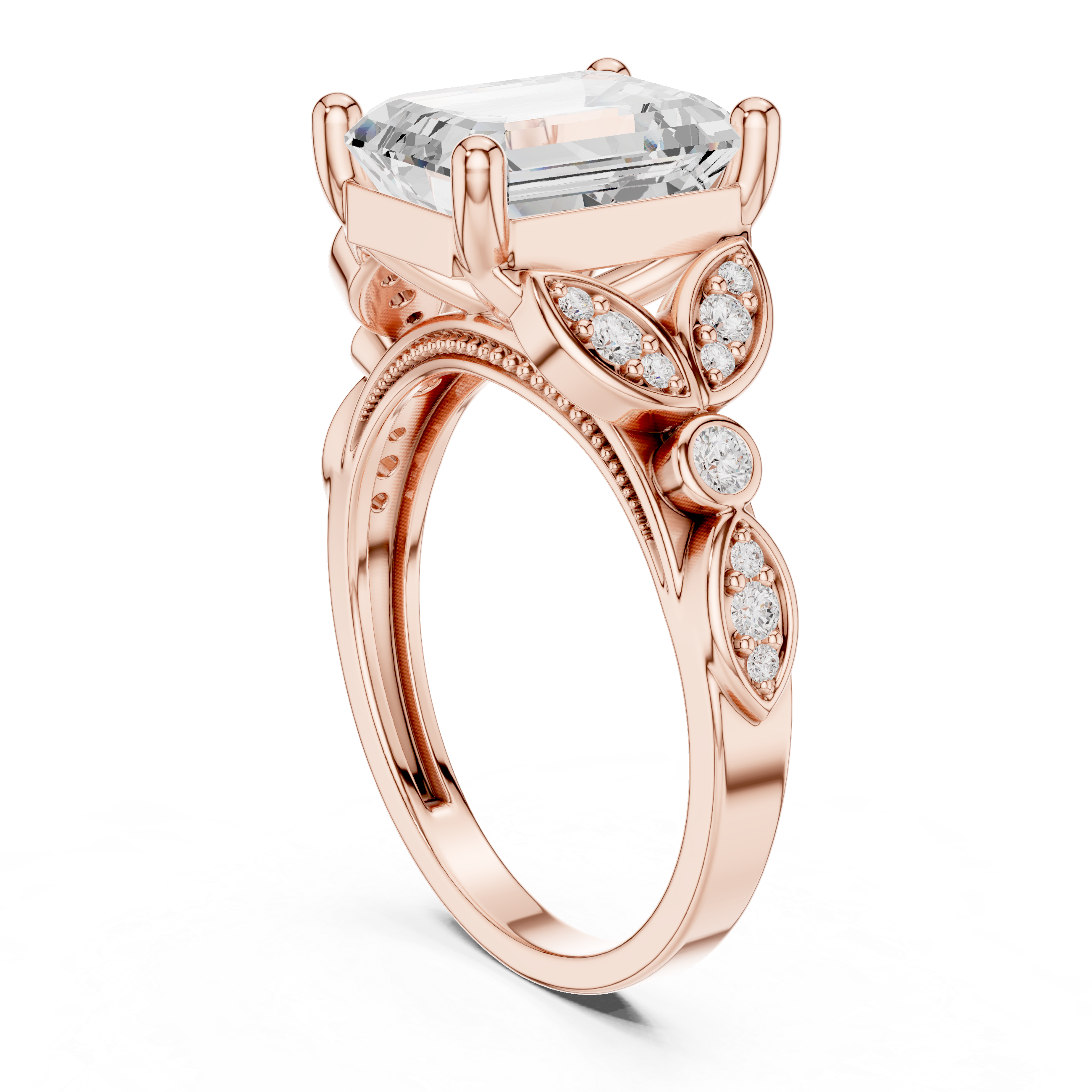 3.3 Carat Fine Emerald Cut Moissanite Ring