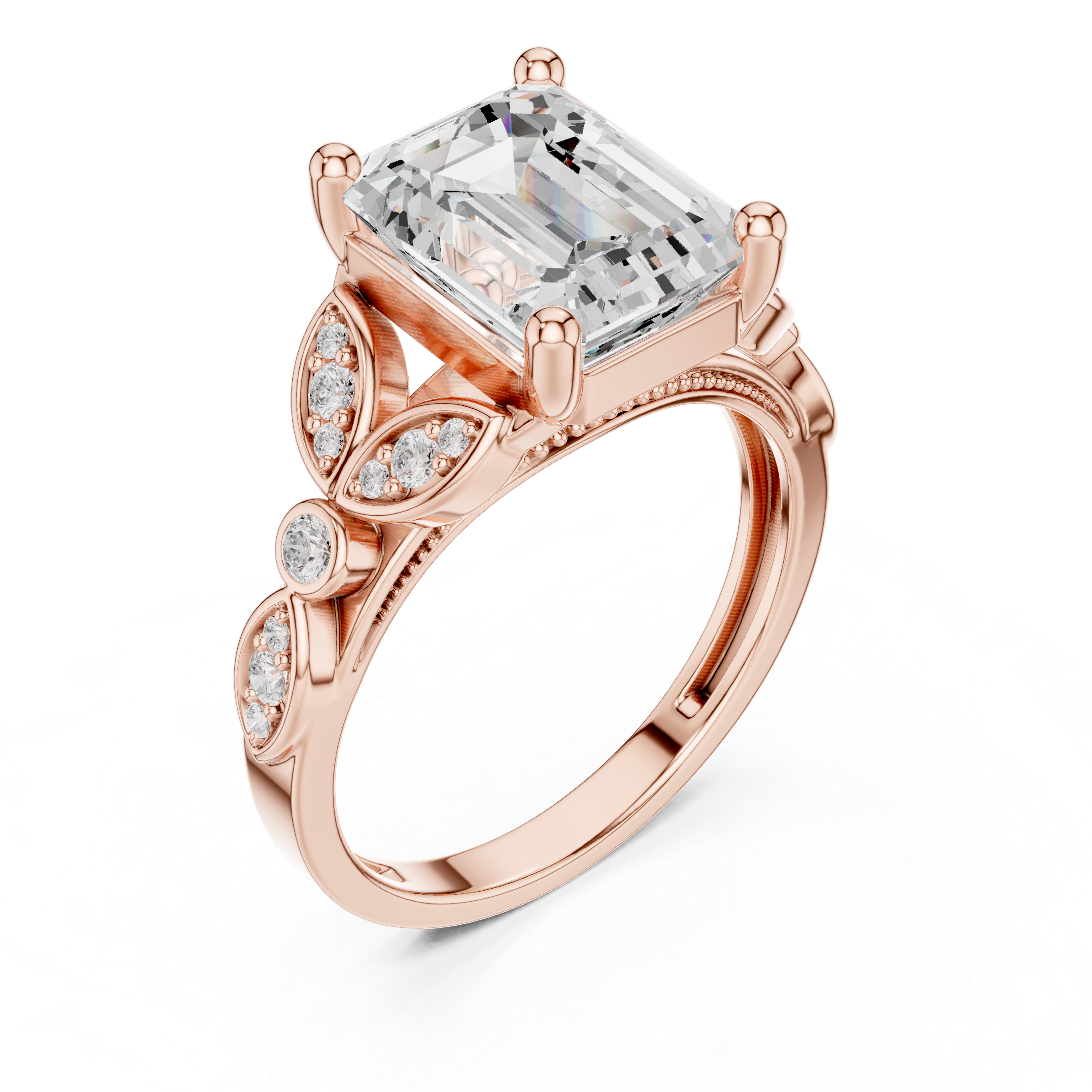3.3 Carat Fine Emerald Cut Moissanite Ring