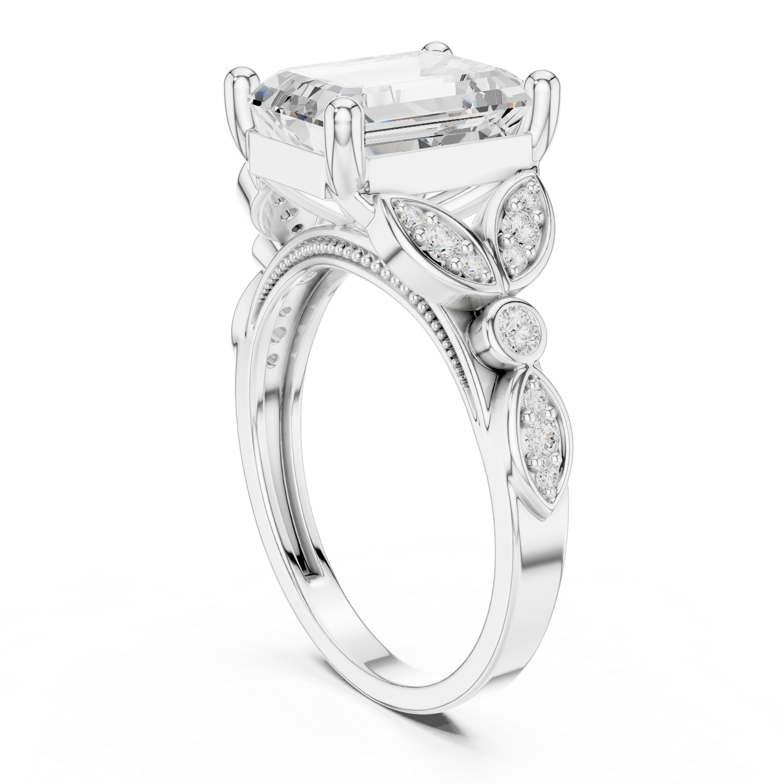 3.3 Carat Fine Emerald Cut Moissanite Ring