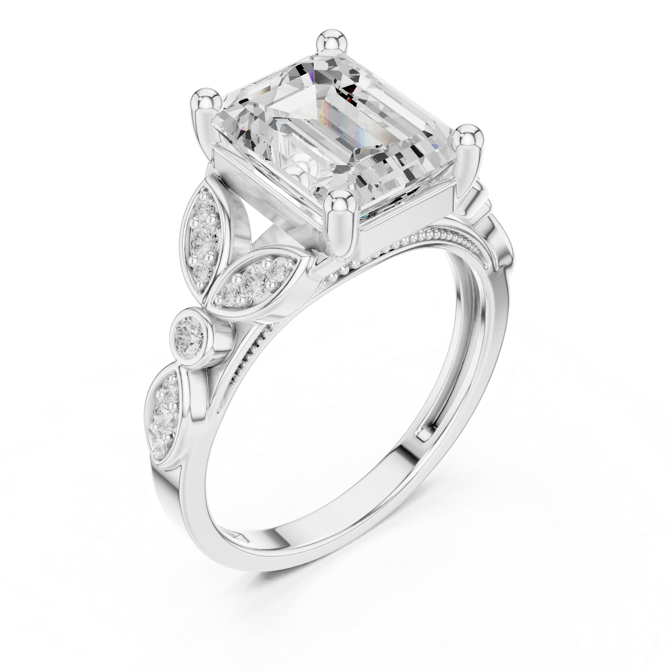 3.3 Carat Fine Emerald Cut Moissanite Ring