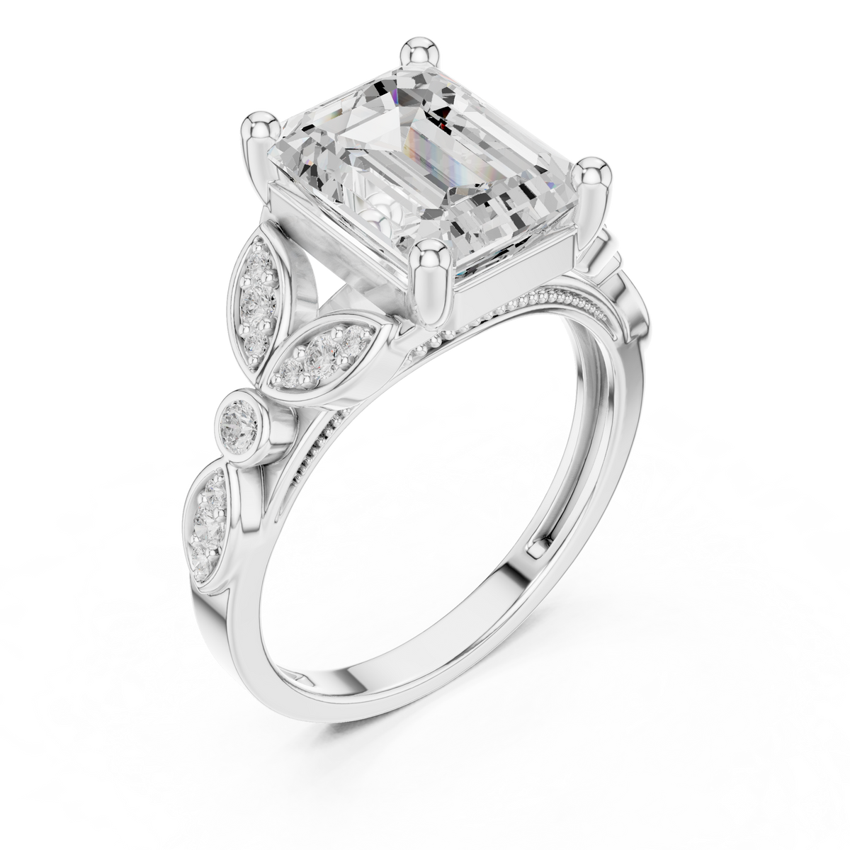 3.3 Carat Fine Emerald Cut Moissanite Ring