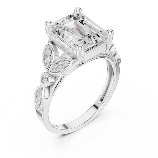 3.3 Carat Fine Emerald Cut Moissanite Ring