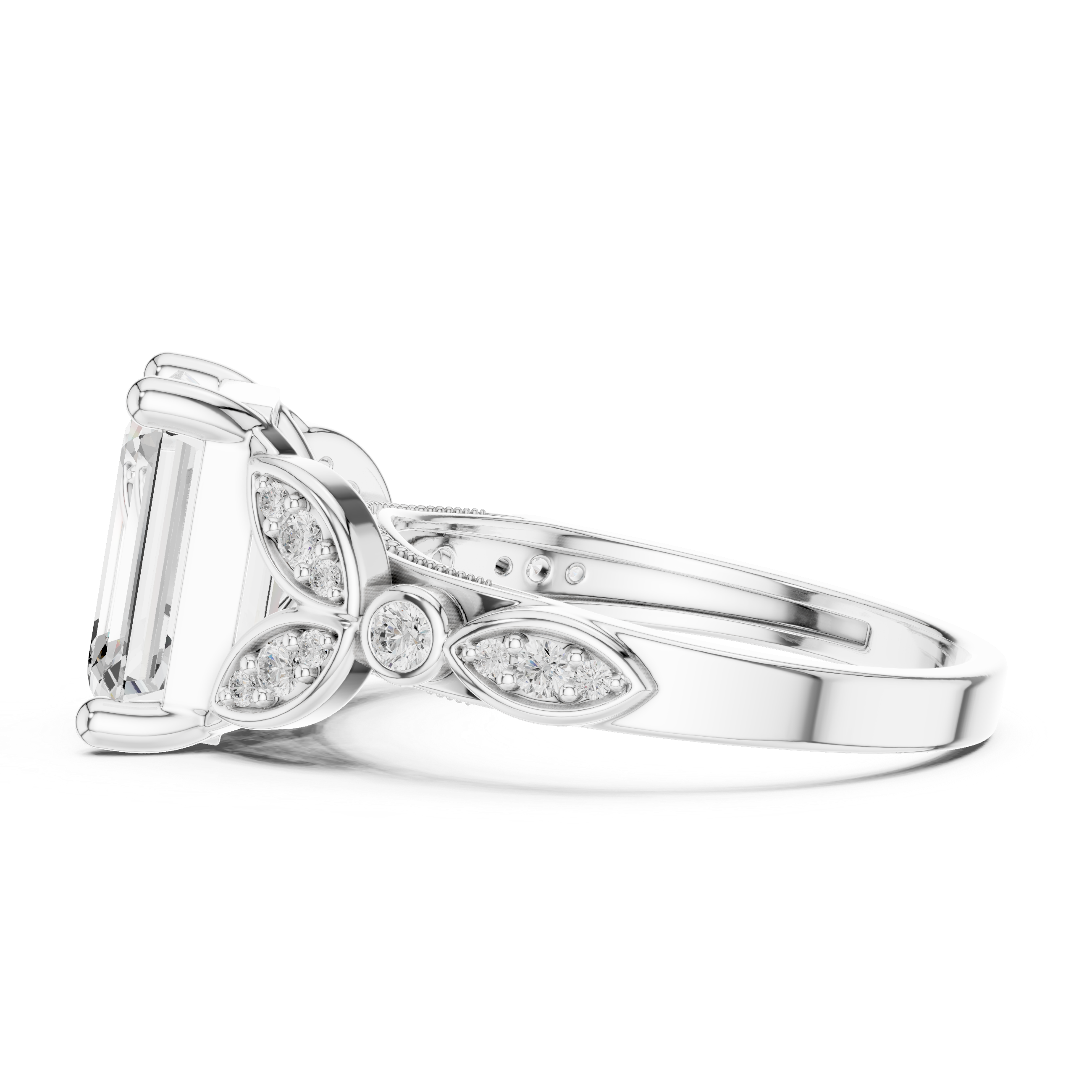 3.3 Carat Fine Emerald Cut Moissanite Ring