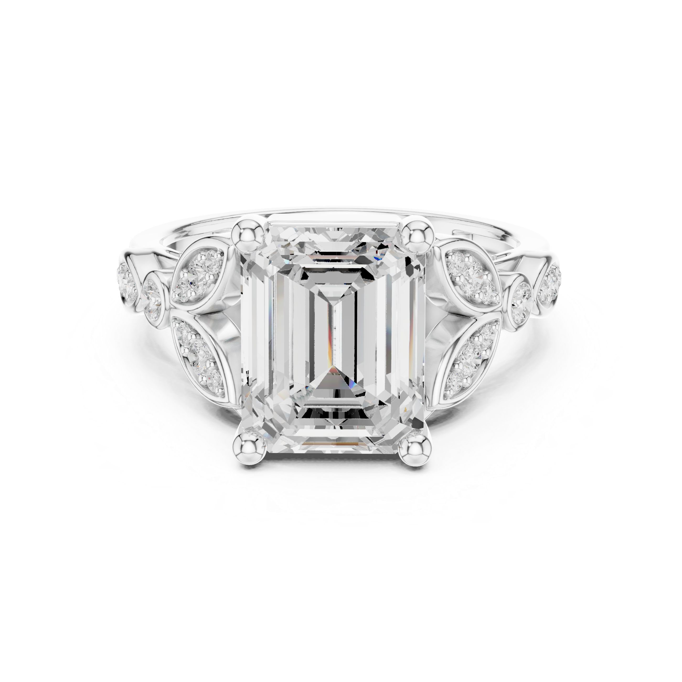 3.3 Carat Fine Emerald Cut Moissanite Ring