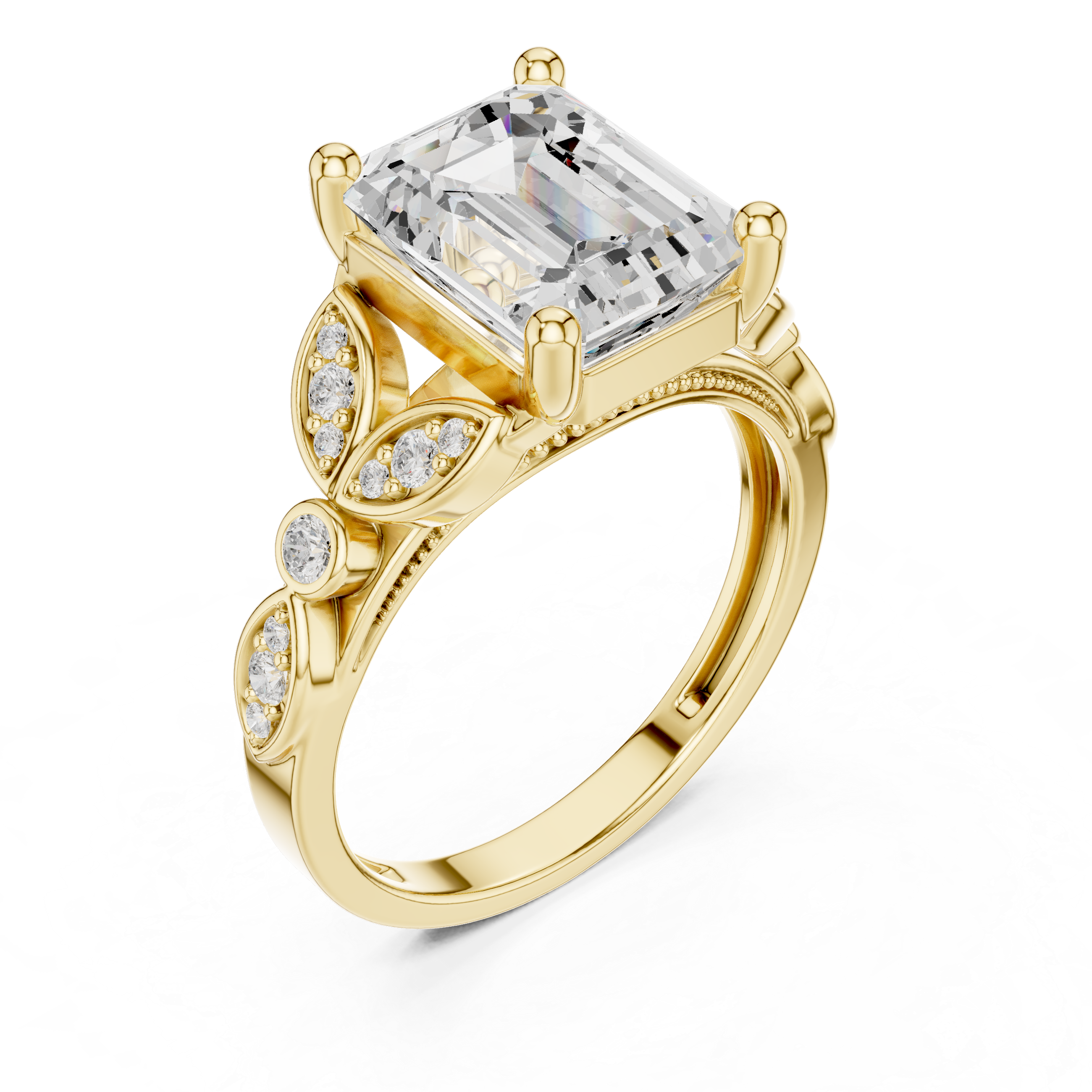 3.3 Carat Fine Emerald Cut Moissanite Ring