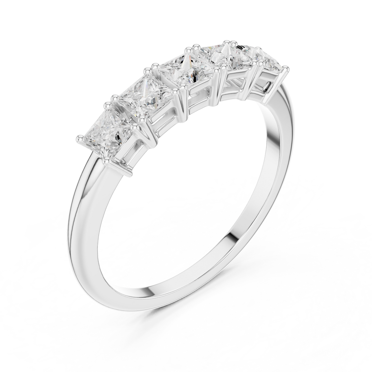1.4 mm Elegant Princess Cut Moissanite Band