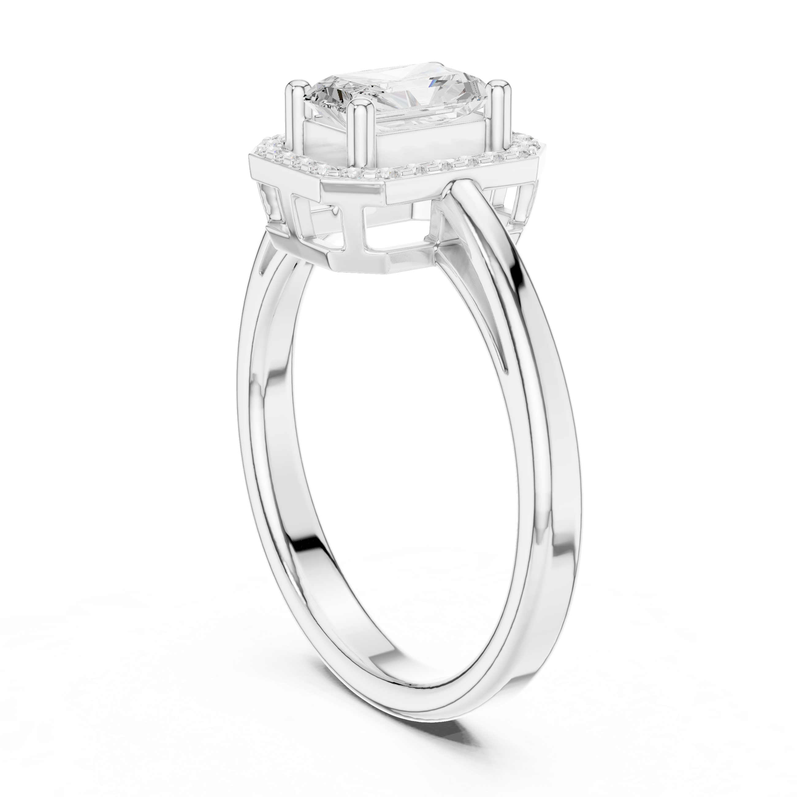 0.8 Carat Elegant Emerald Cut Moissanite Ring