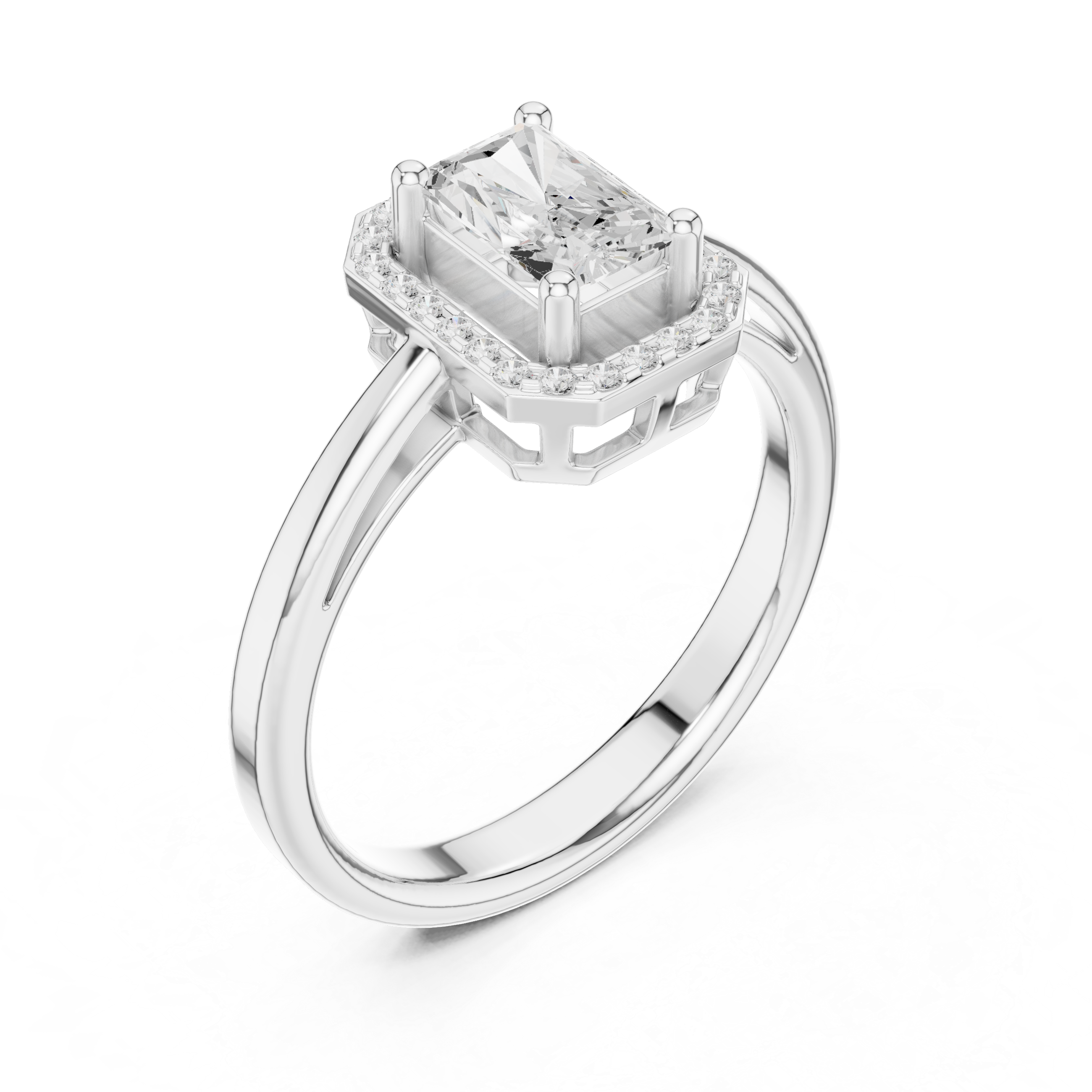 0.8 Carat Elegant Emerald Cut Moissanite Ring