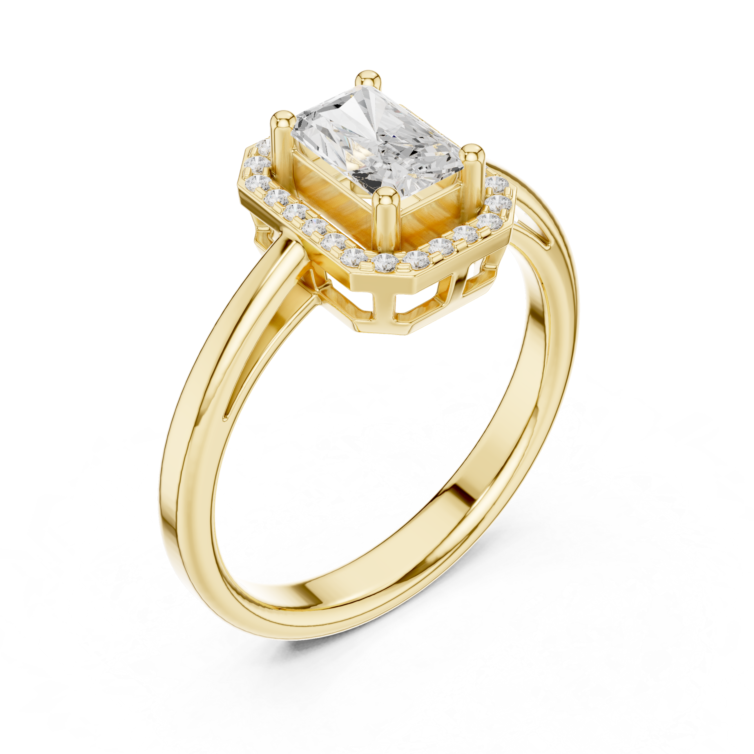 0.8 Carat Elegant Emerald Cut Moissanite Ring