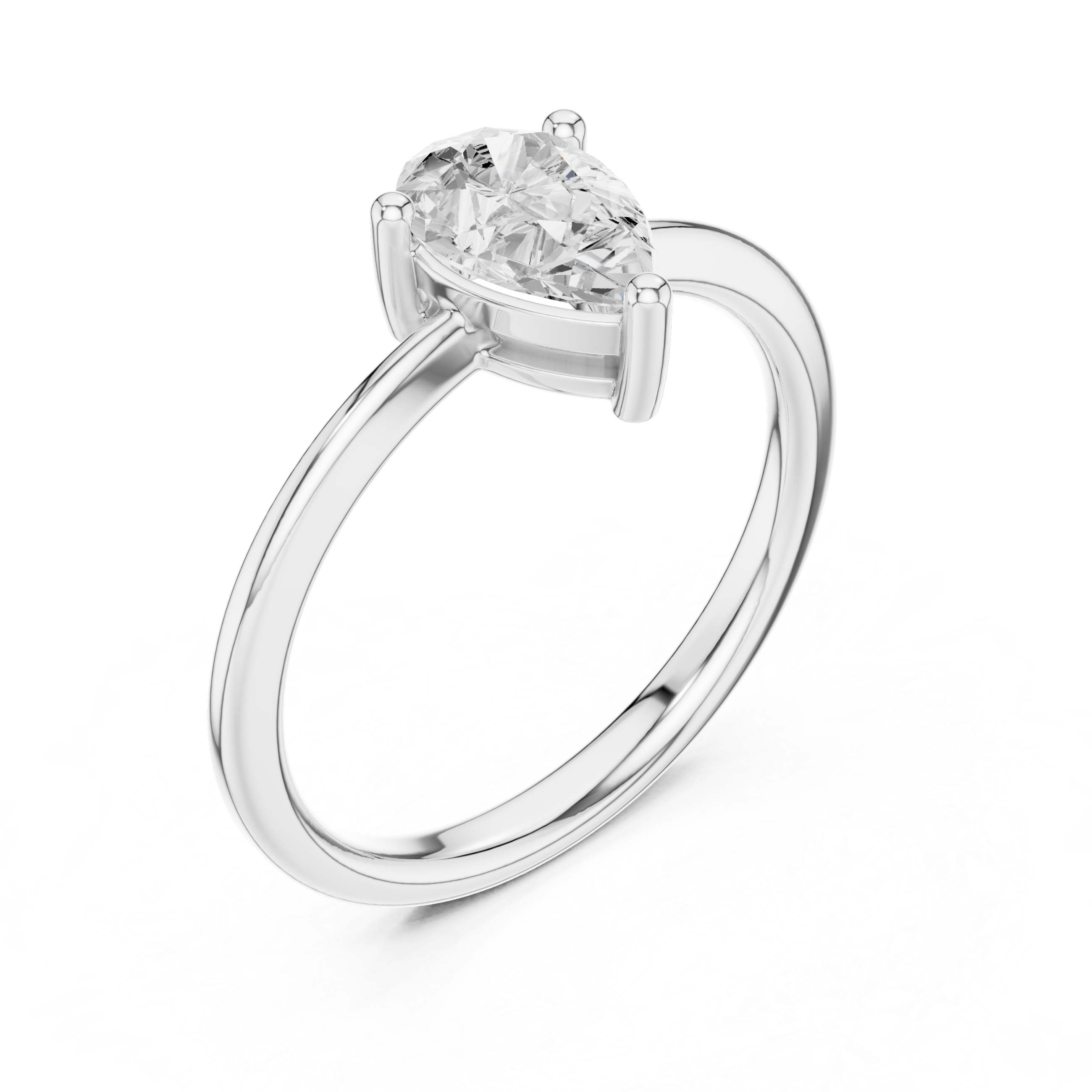 1 Carat Pear Cut Moissanite Ring