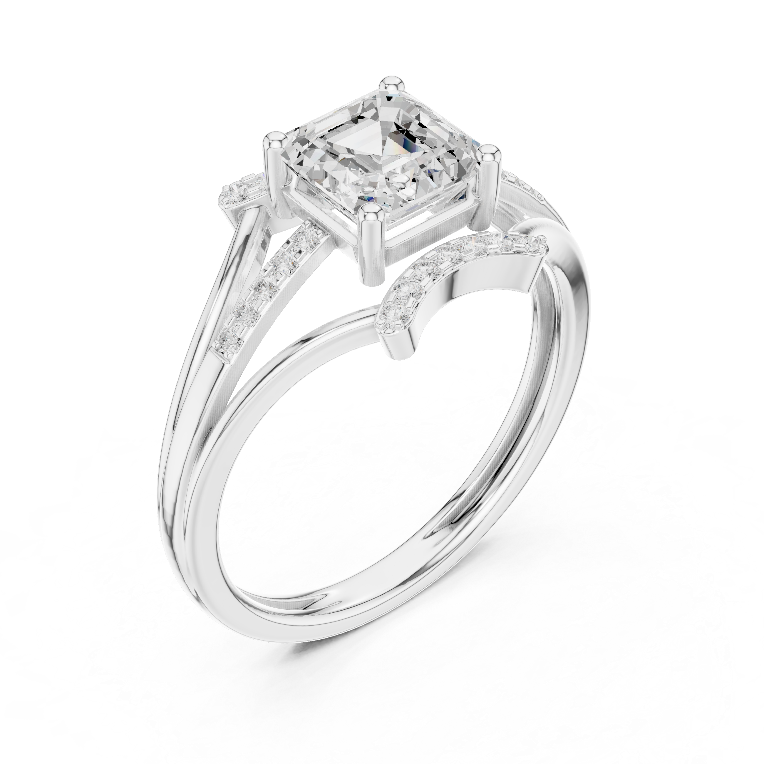 1.2 Carat Asscher Cut Moissanite Ring