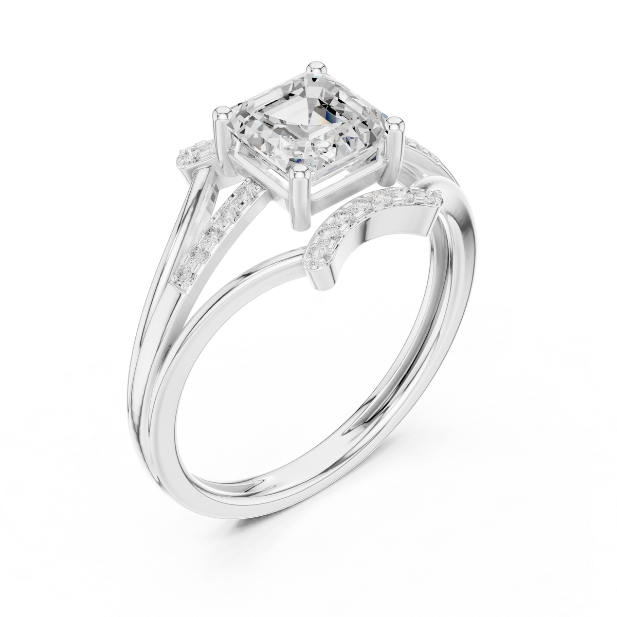 1.2 Carat Asscher Cut Moissanite Ring