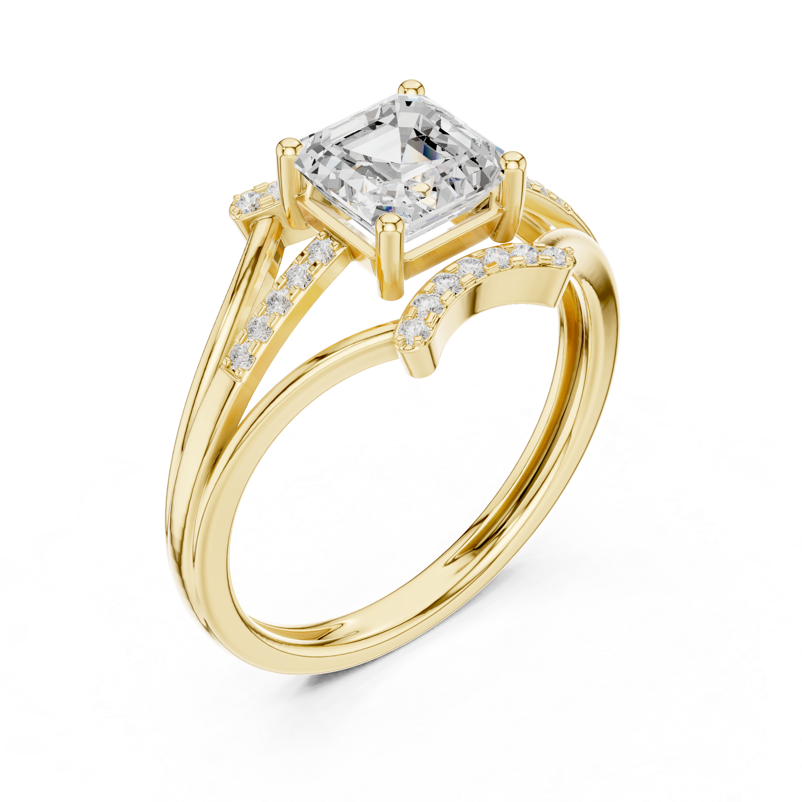 1.2 Carat Asscher Cut Moissanite Ring
