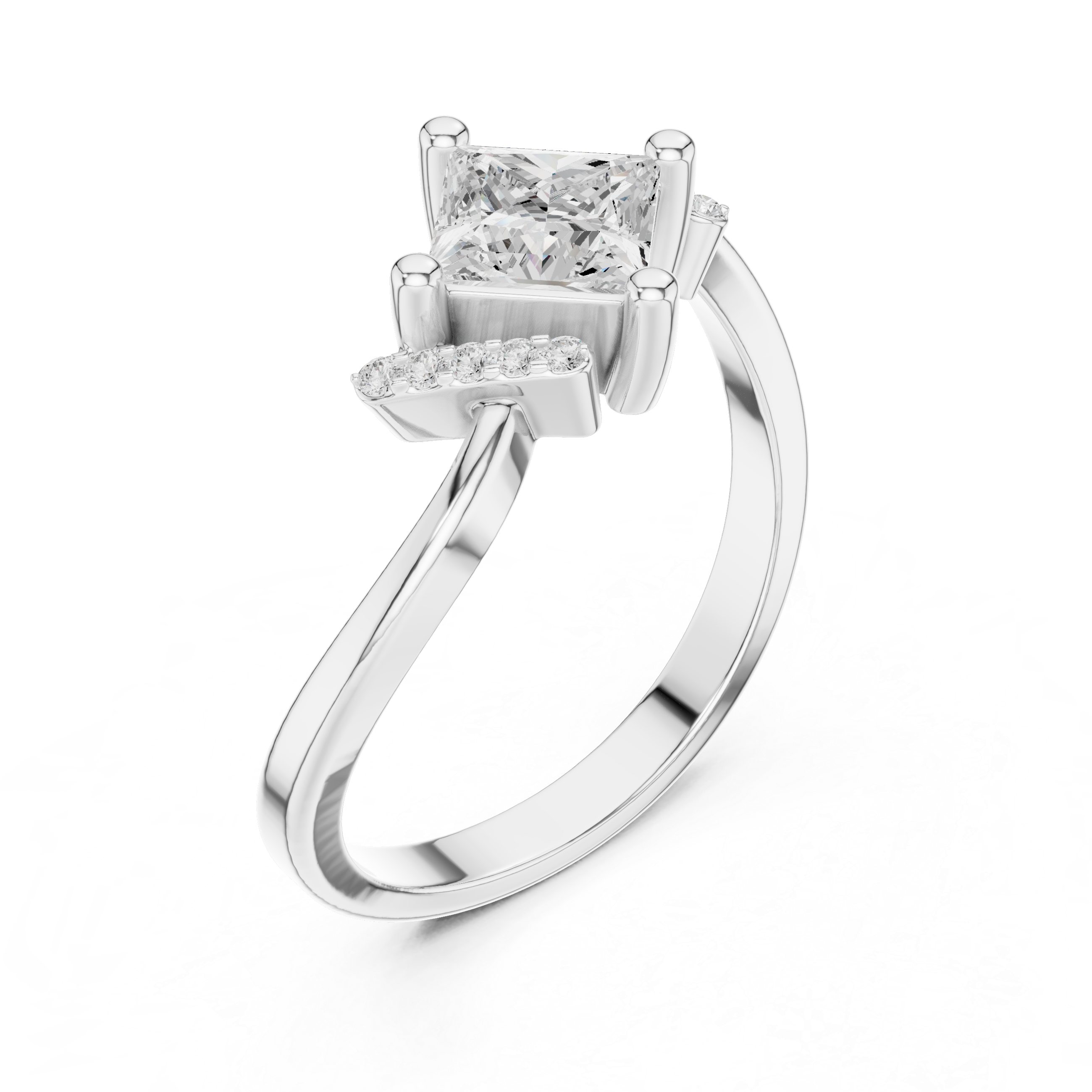 0.7 Carat Princess Cut Moissanite Ring