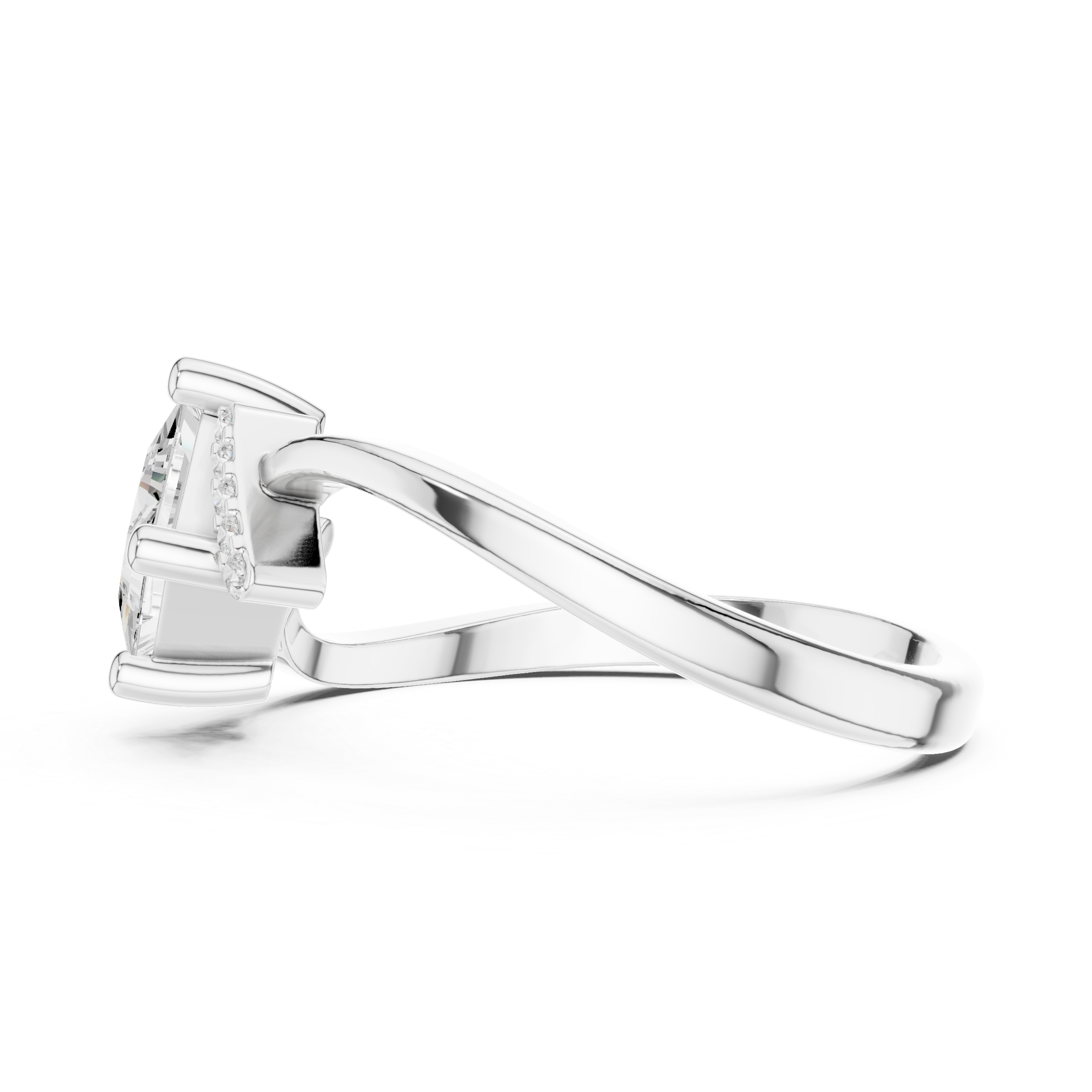 0.7 Carat Princess Cut Moissanite Ring