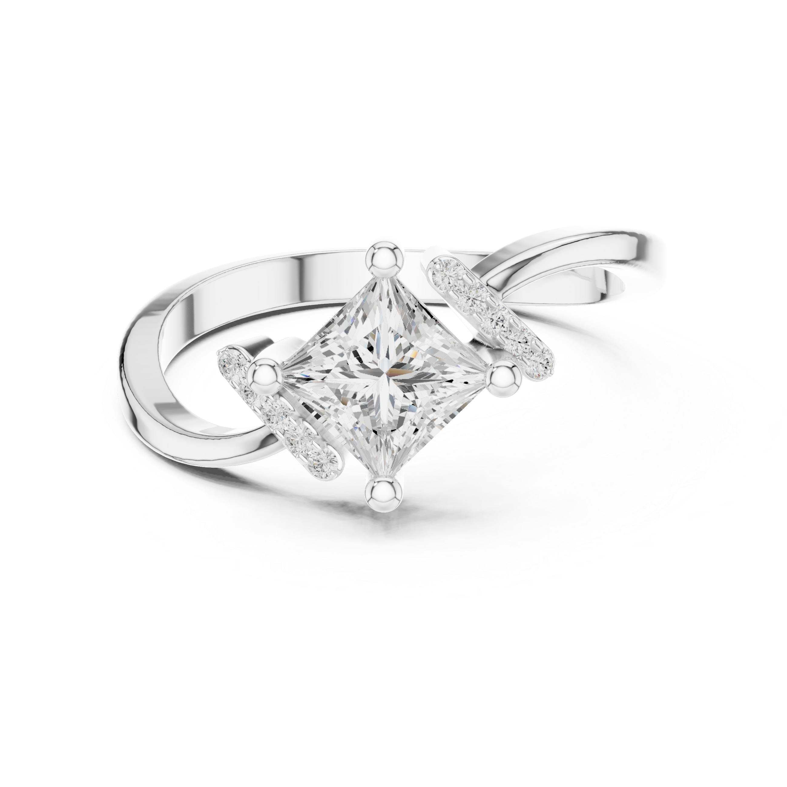 0.7 Carat Princess Cut Moissanite Ring