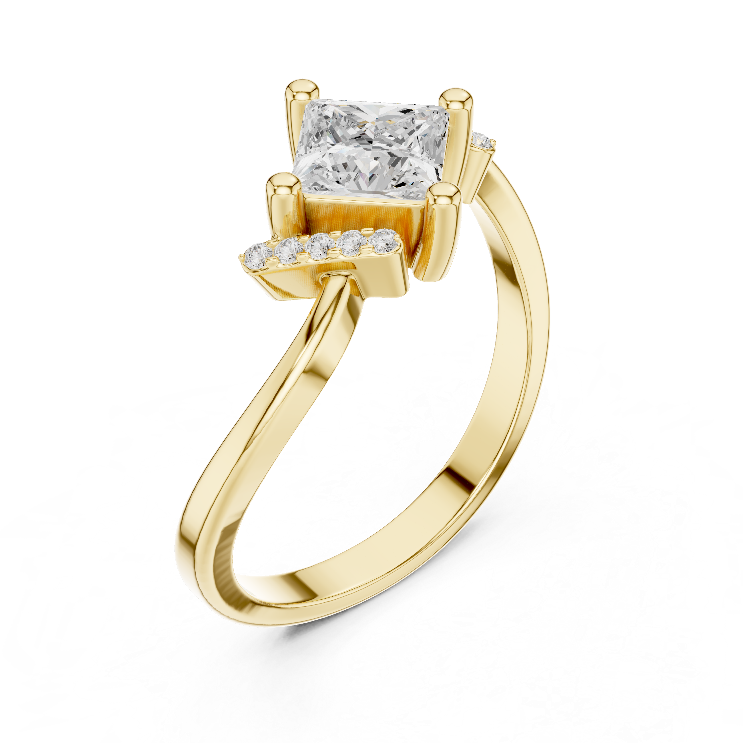 0.7 Carat Princess Cut Moissanite Ring