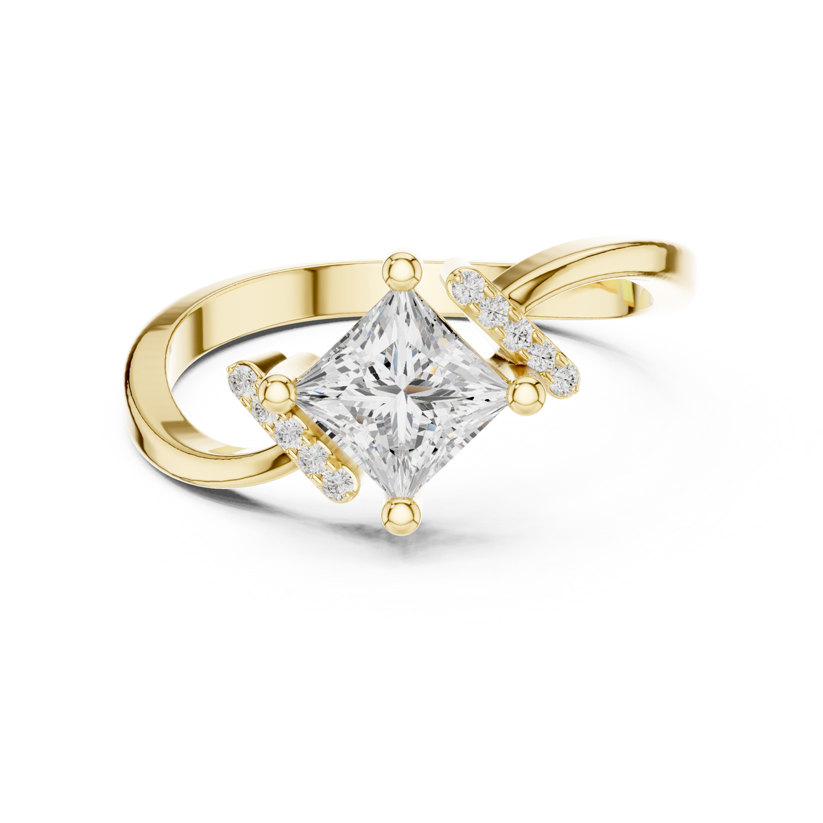 0.7 Carat Princess Cut Moissanite Ring