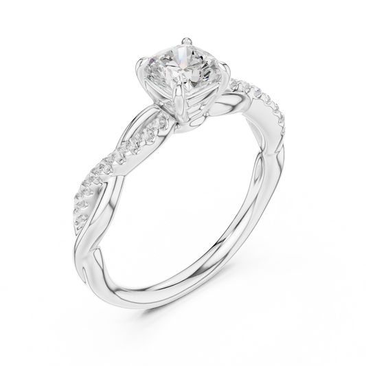 0.84 Carat Round Cut Moissanite Ring