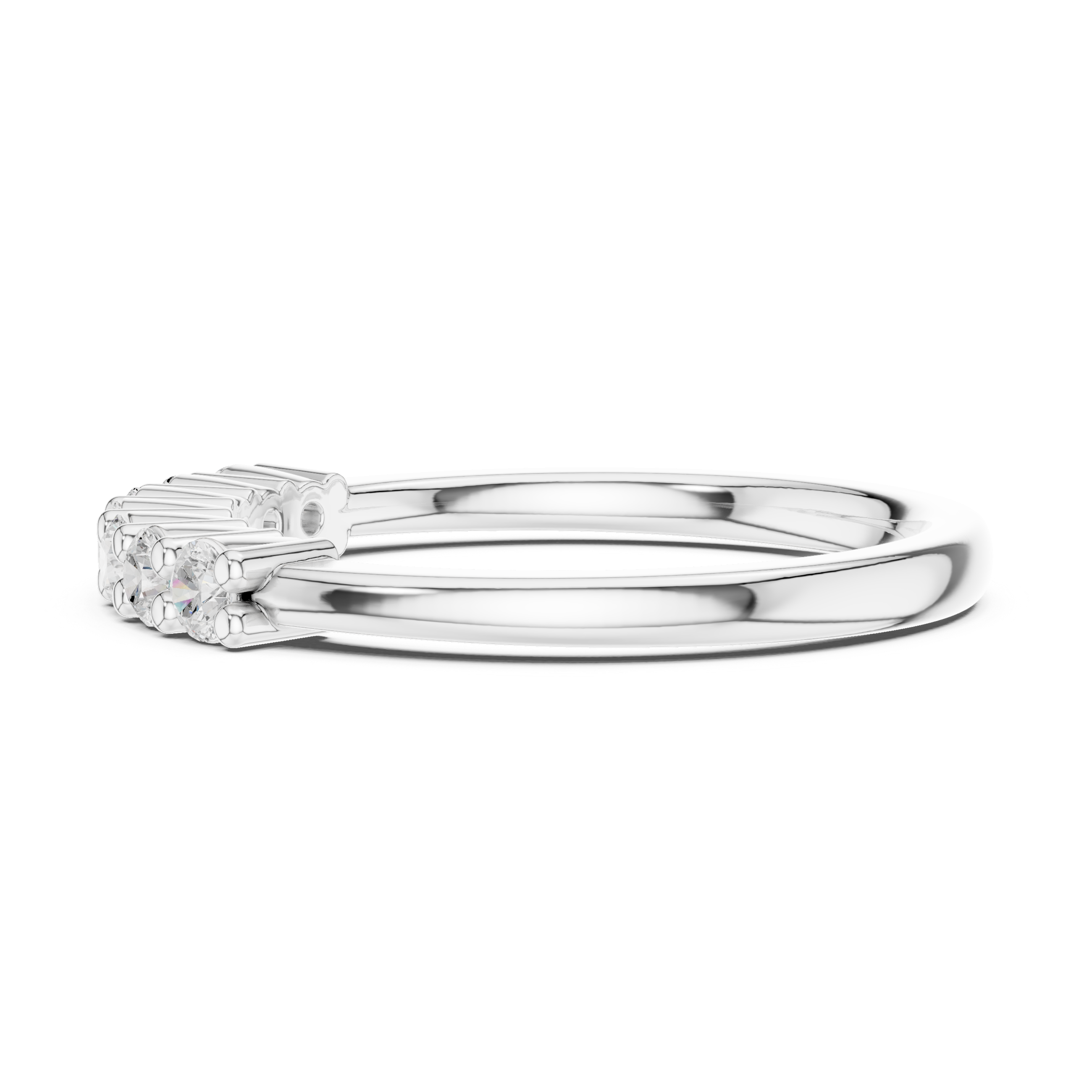 2 mm Round cut Half row Moissanite Band