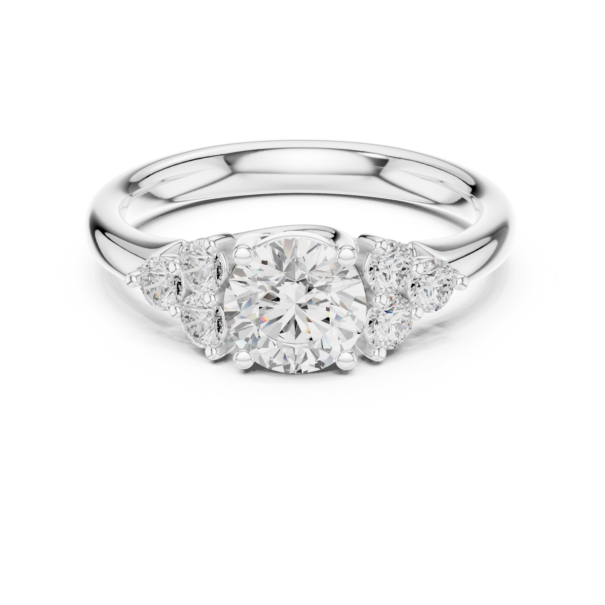 1.3 Carat Fancy Round Cut Moissanite Ring