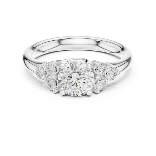1.3 Carat Fancy Round Cut Moissanite Ring