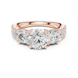 2.4 Carat Three Stone Round Cut Moissanite Ring