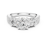 2.4 Carat Three Stone Round Cut Moissanite Ring