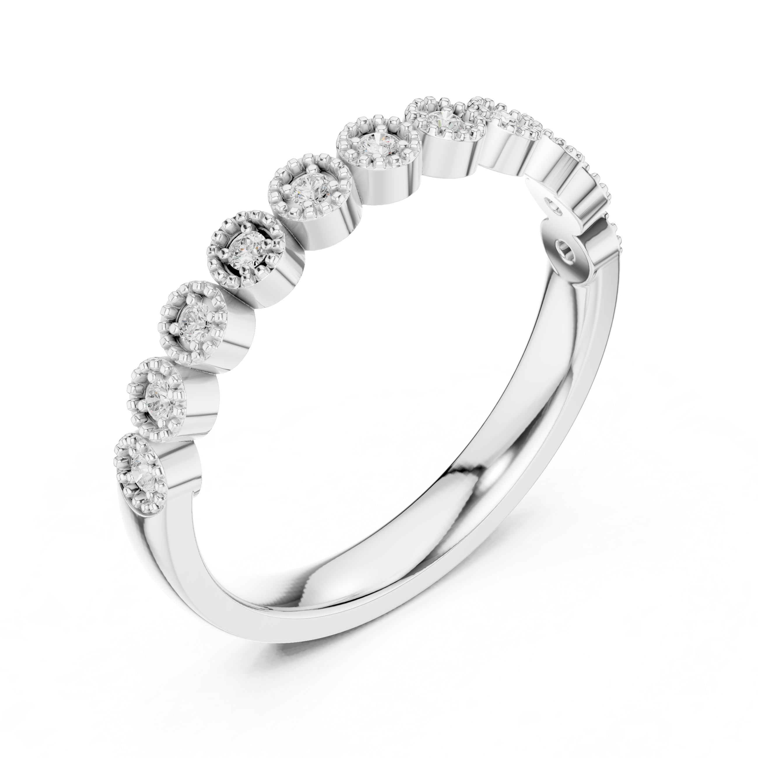 2.5 mm Round cut Moissanite Band