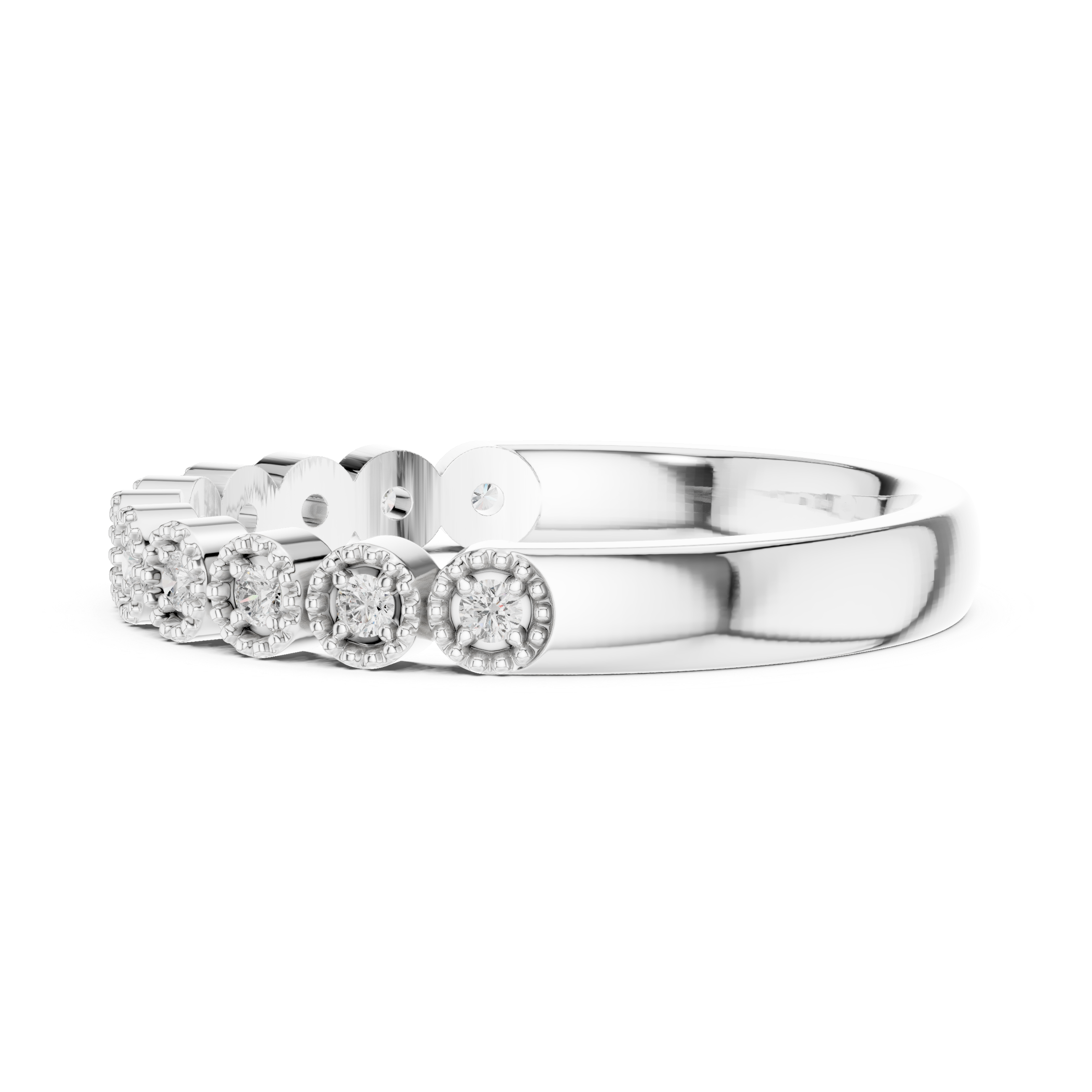2.5 mm Round cut Moissanite Band