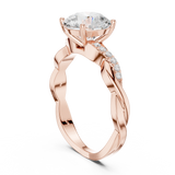 2.2 Carat Round Cut Designer Twisty Band Moissanite Ring