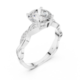 2.2 Carat Round Cut Designer Twisty Band Moissanite Ring