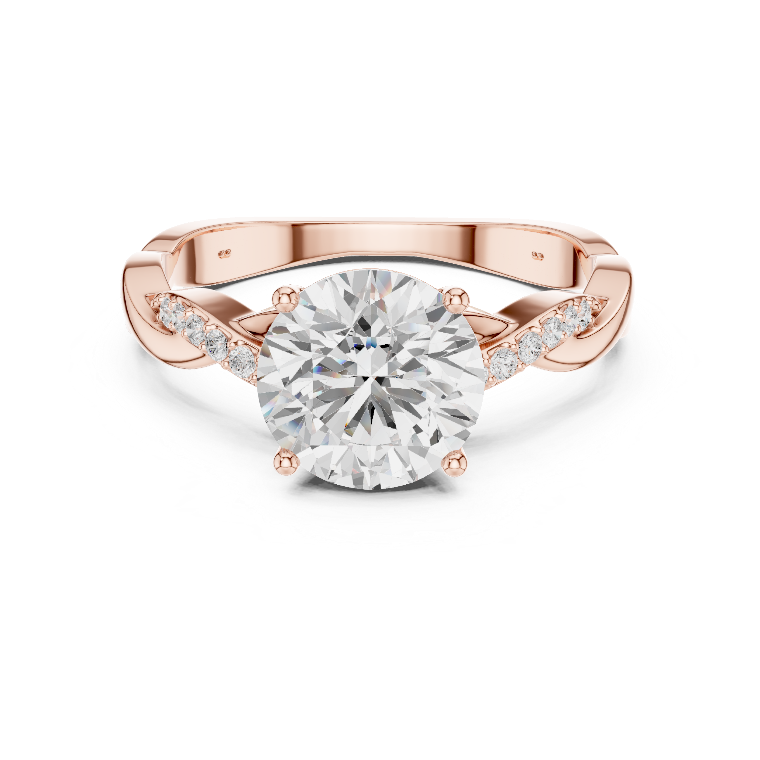 2.2 Carat Round Cut Designer Twisty Band Moissanite Ring