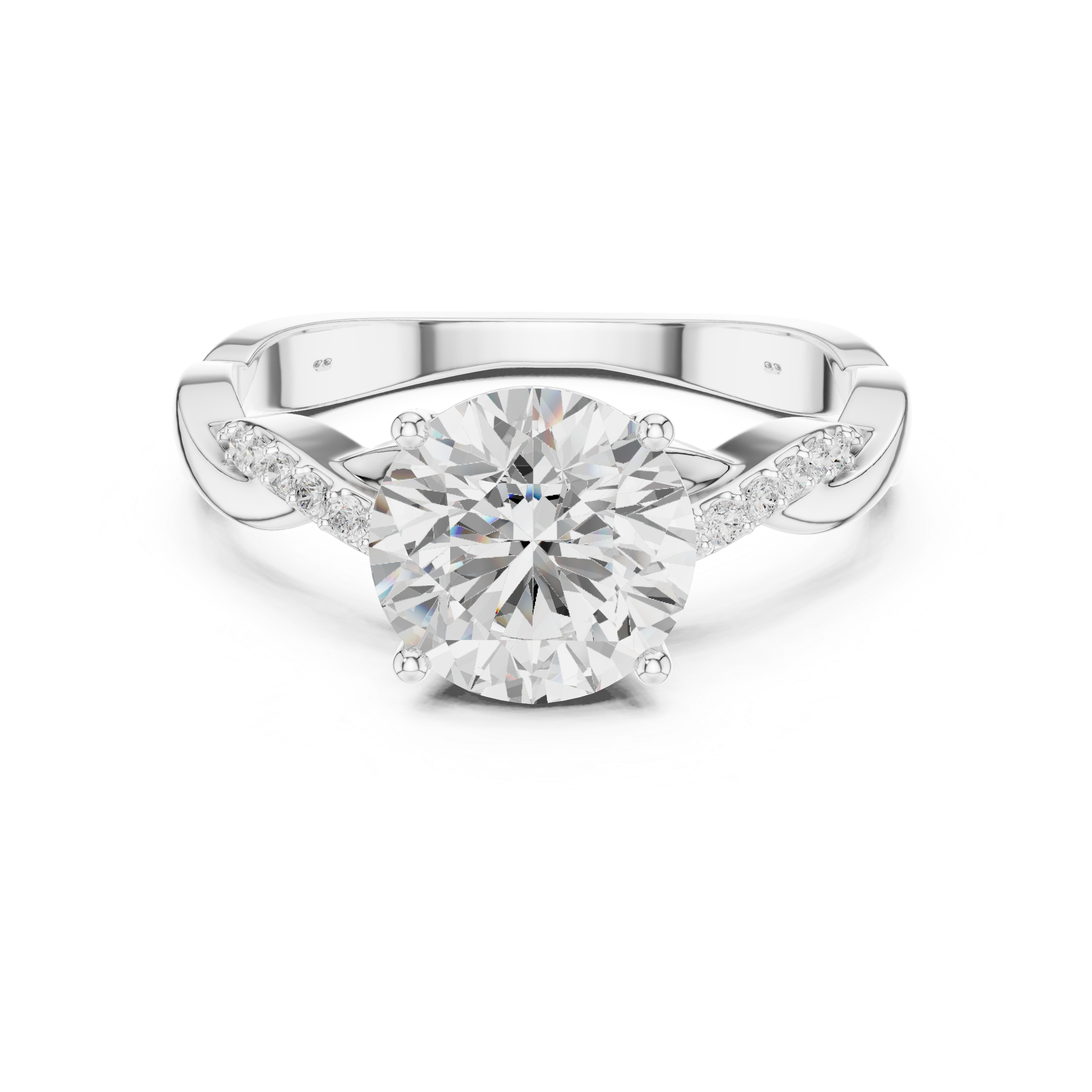 2.2 Carat Round Cut Designer Twisty Band Moissanite Ring