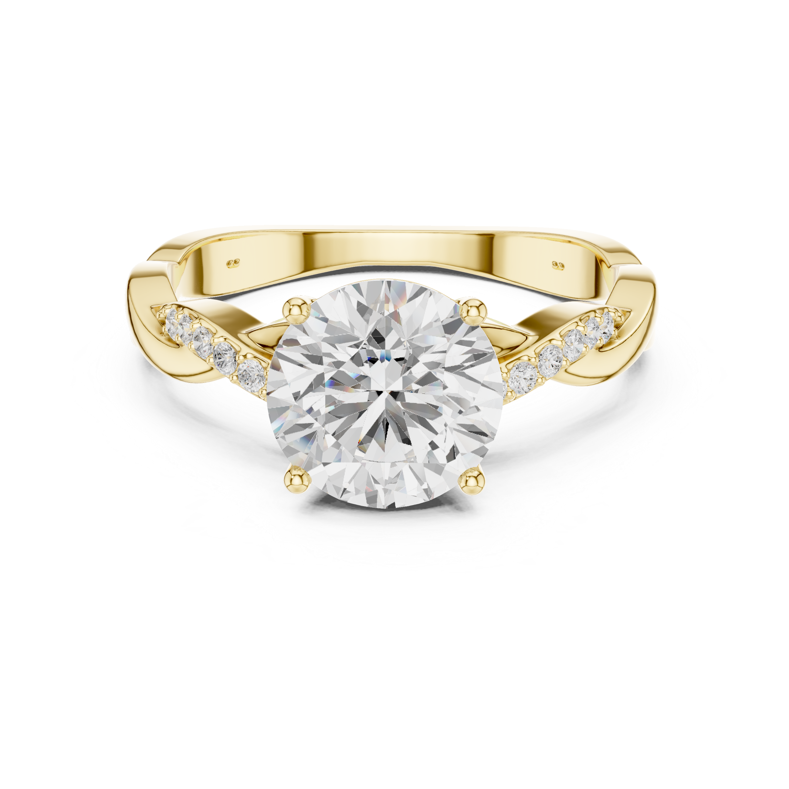 2.2 Carat Round Cut Designer Twisty Band Moissanite Ring