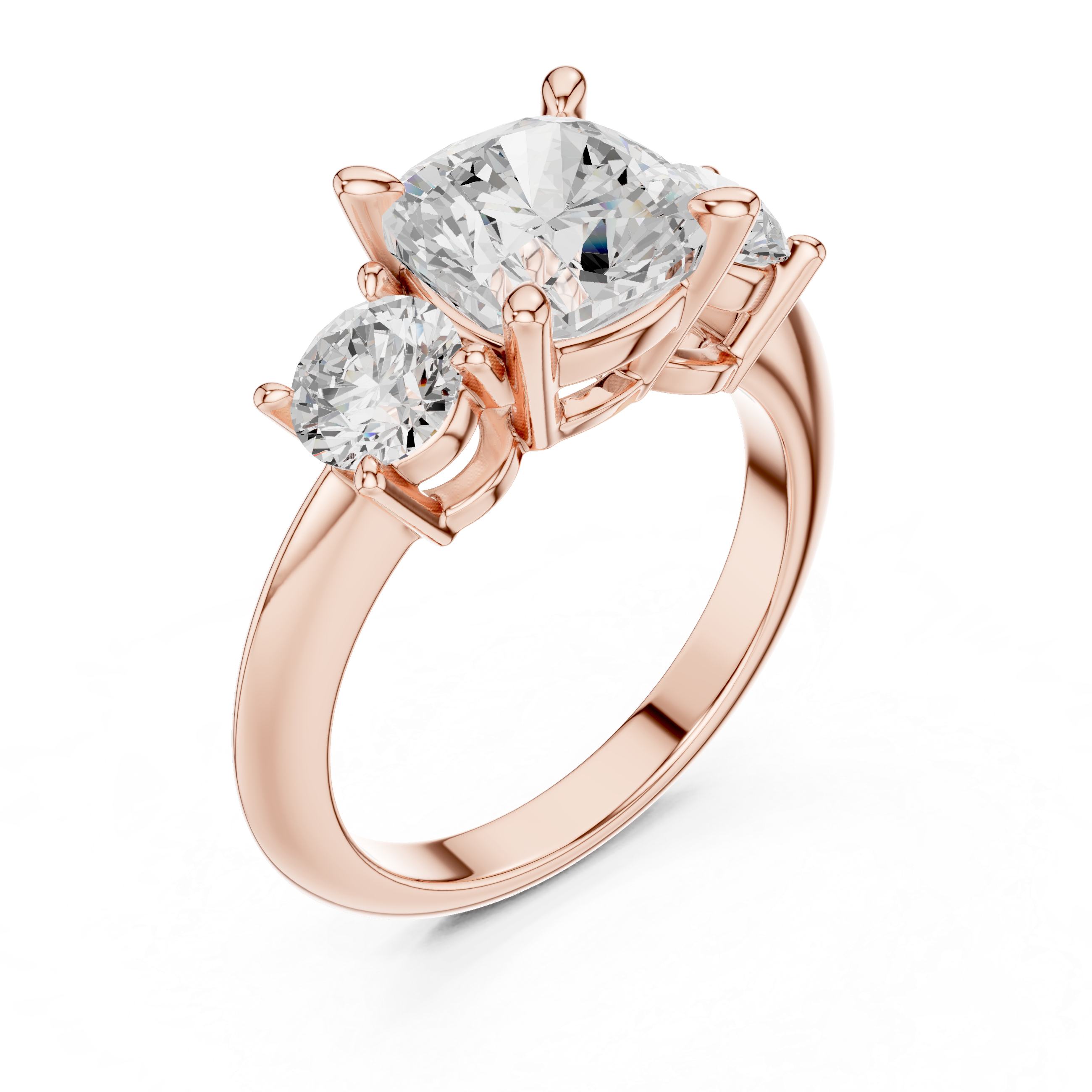3.4 Carat Cushion Cut Three Stone Moissanite Ring