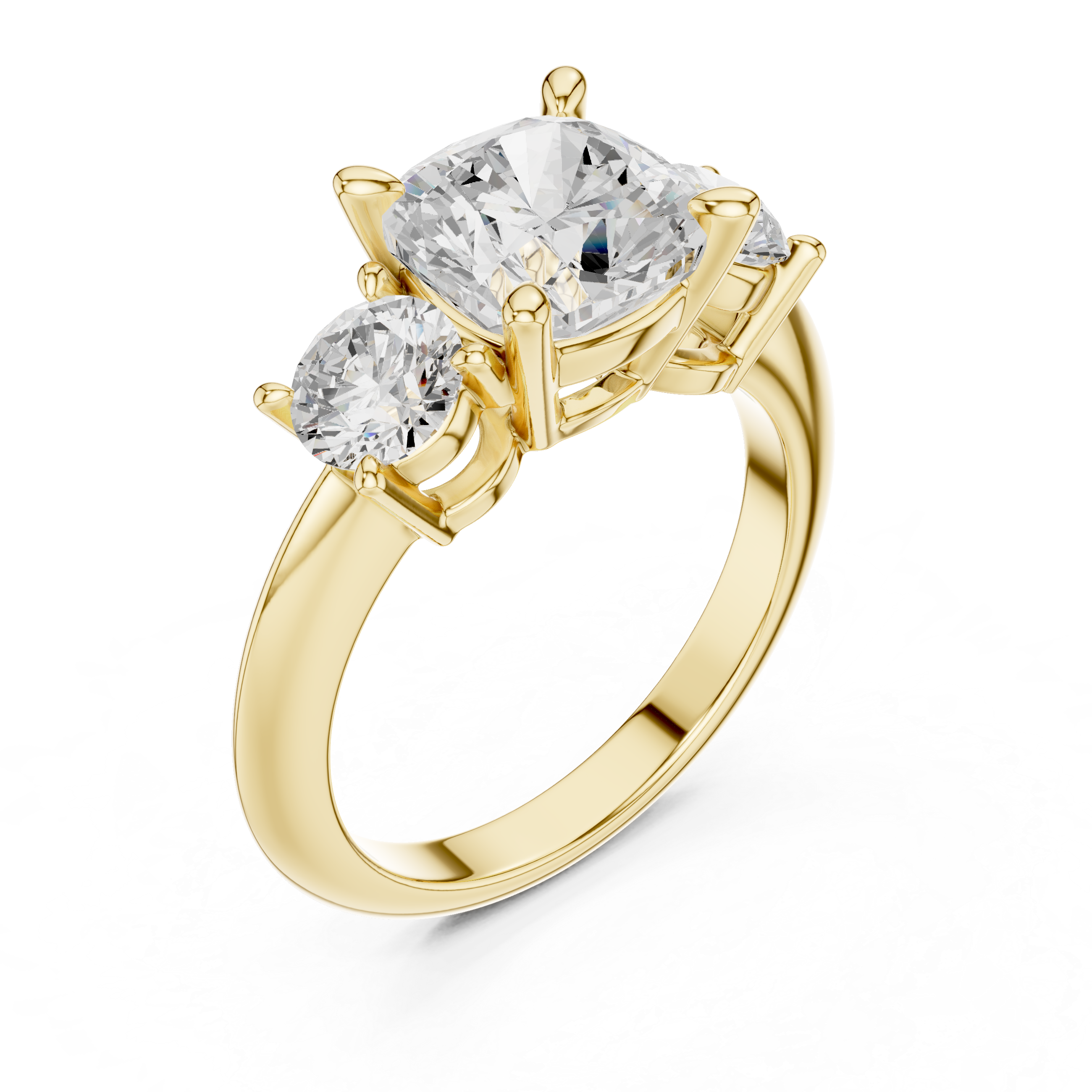3.4 Carat Cushion Cut Three Stone Moissanite Ring