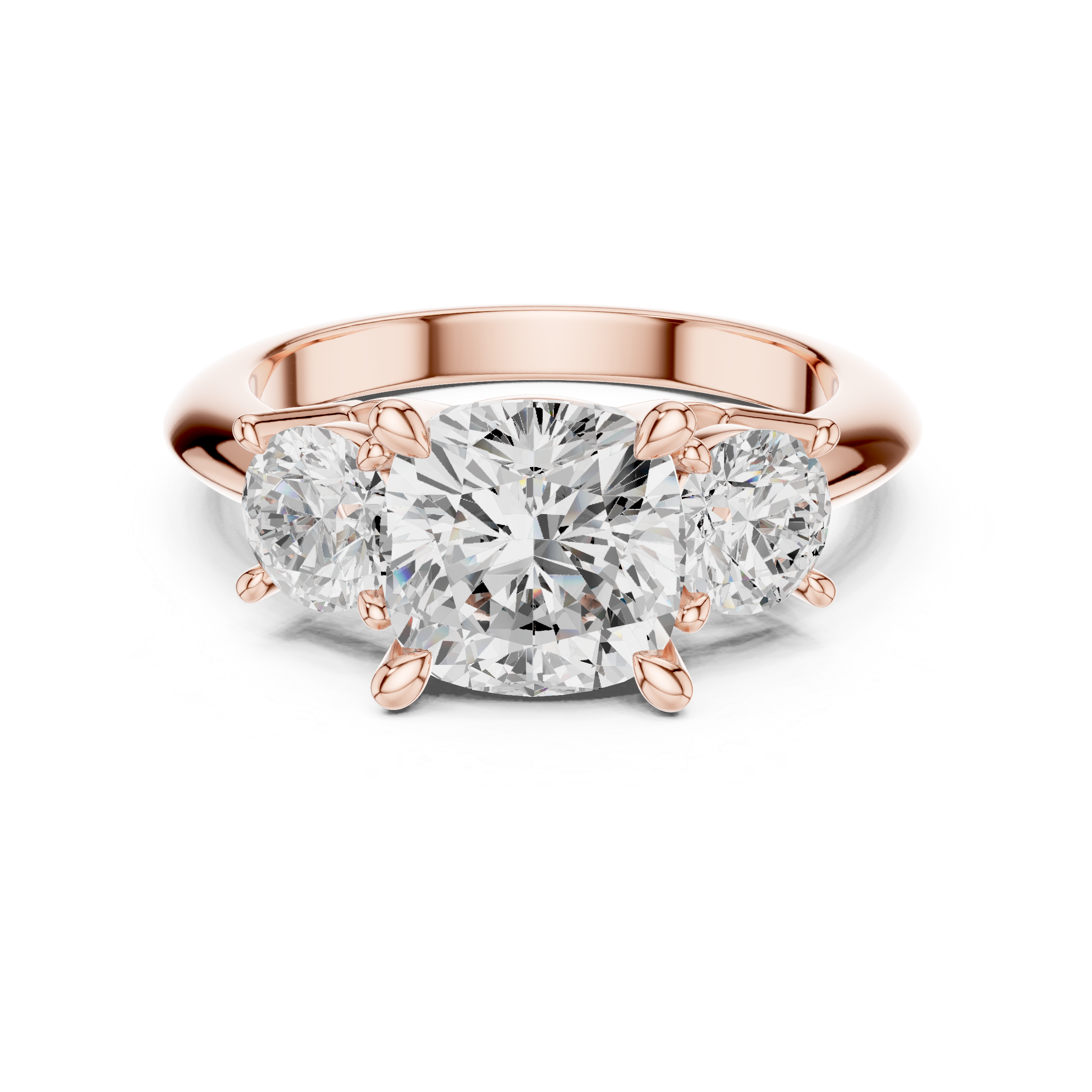 3.4 Carat Cushion Cut Three Stone Moissanite Ring