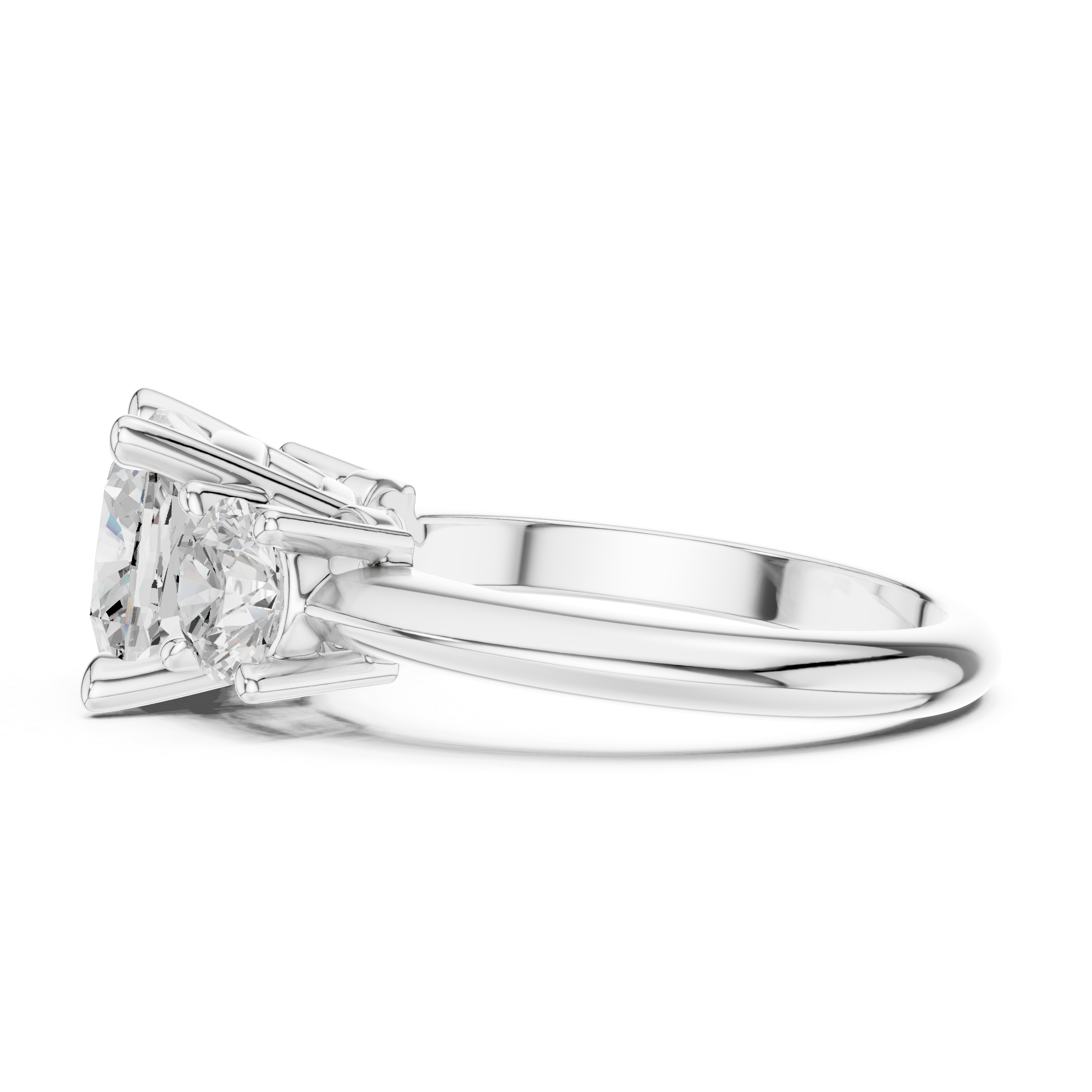 3.4 Carat Cushion Cut Three Stone Moissanite Ring