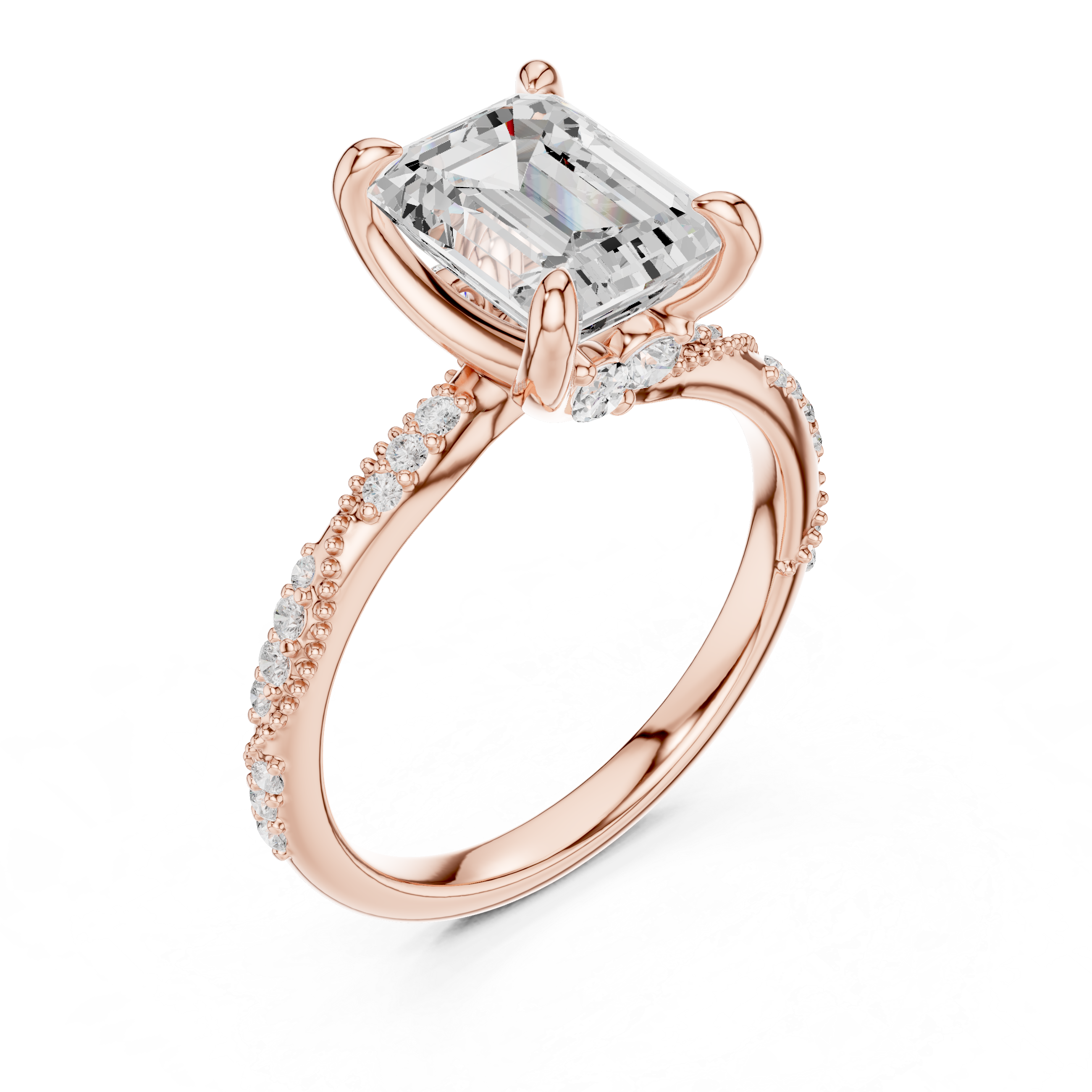2.9 Carat Fancy Emerald Cut Moissanite Ring